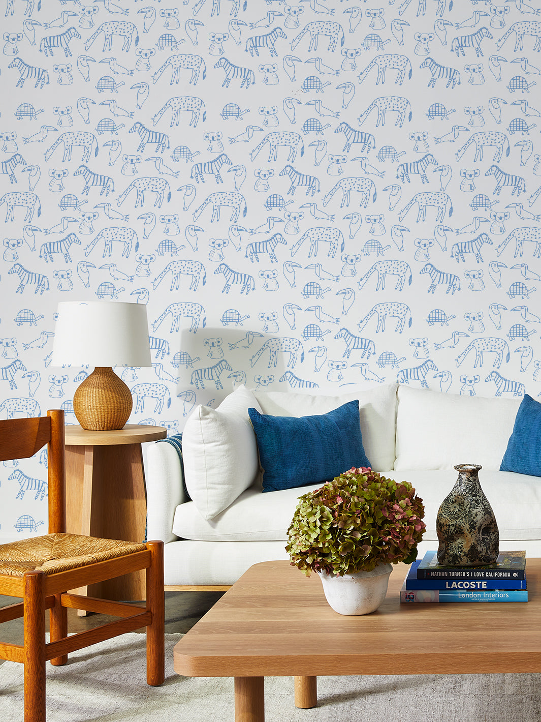 'zoo Party' Wallpaper By Tea Collection - Denim