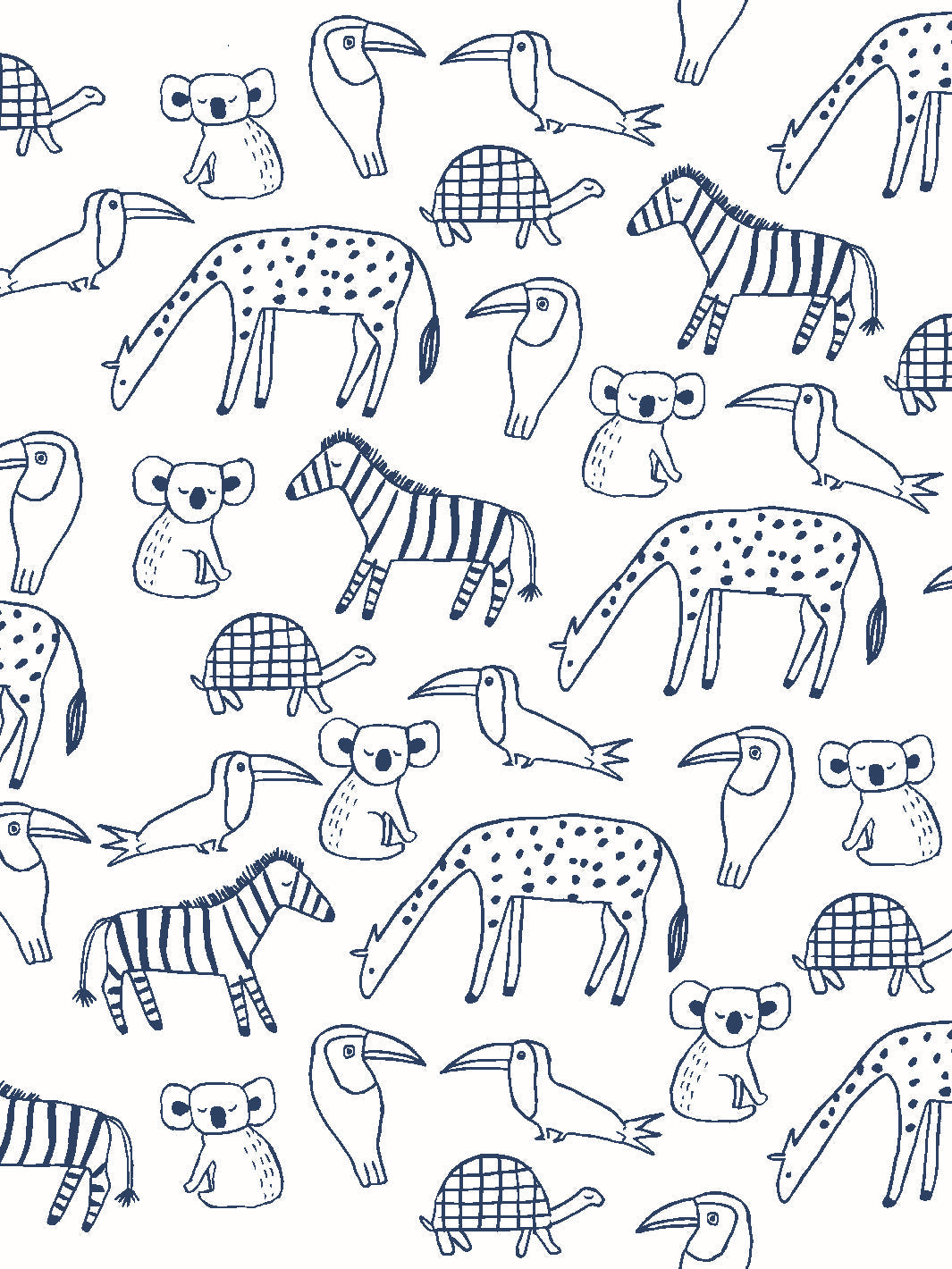 'zoo Party' Wallpaper By Tea Collection - Navy