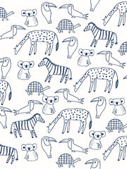 'zoo Party' Wallpaper By Tea Collection - Navy