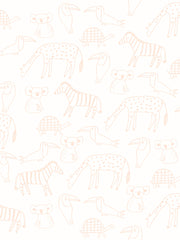 'zoo Party' Wallpaper By Tea Collection - Peach