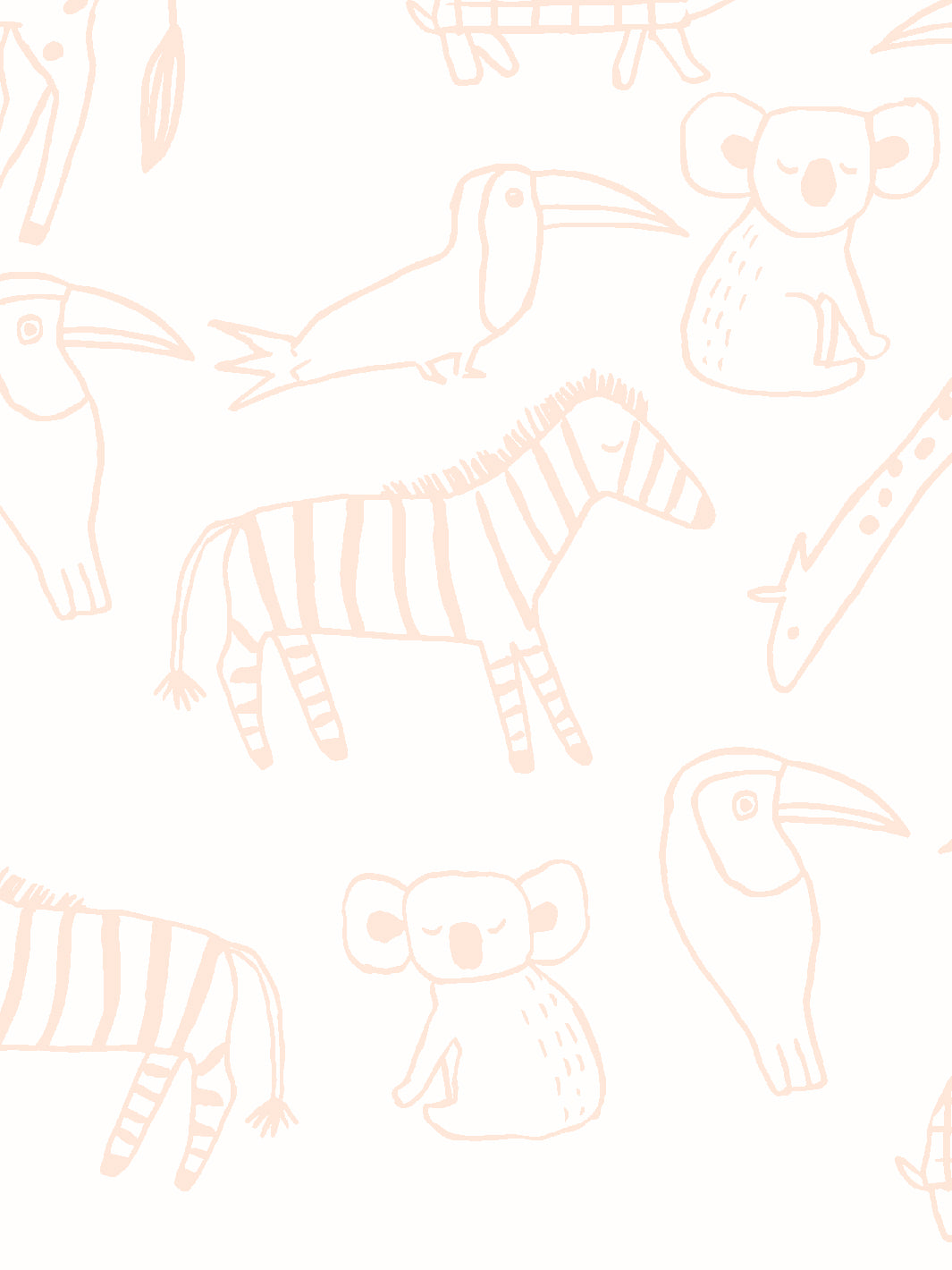 'zoo Party' Wallpaper By Tea Collection - Peach
