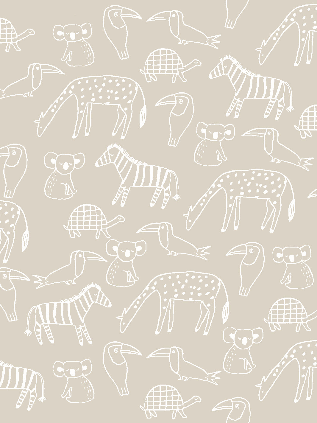 'zoo Party' Wallpaper By Tea Collection - Taupe