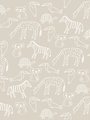 'zoo Party' Wallpaper By Tea Collection - Taupe