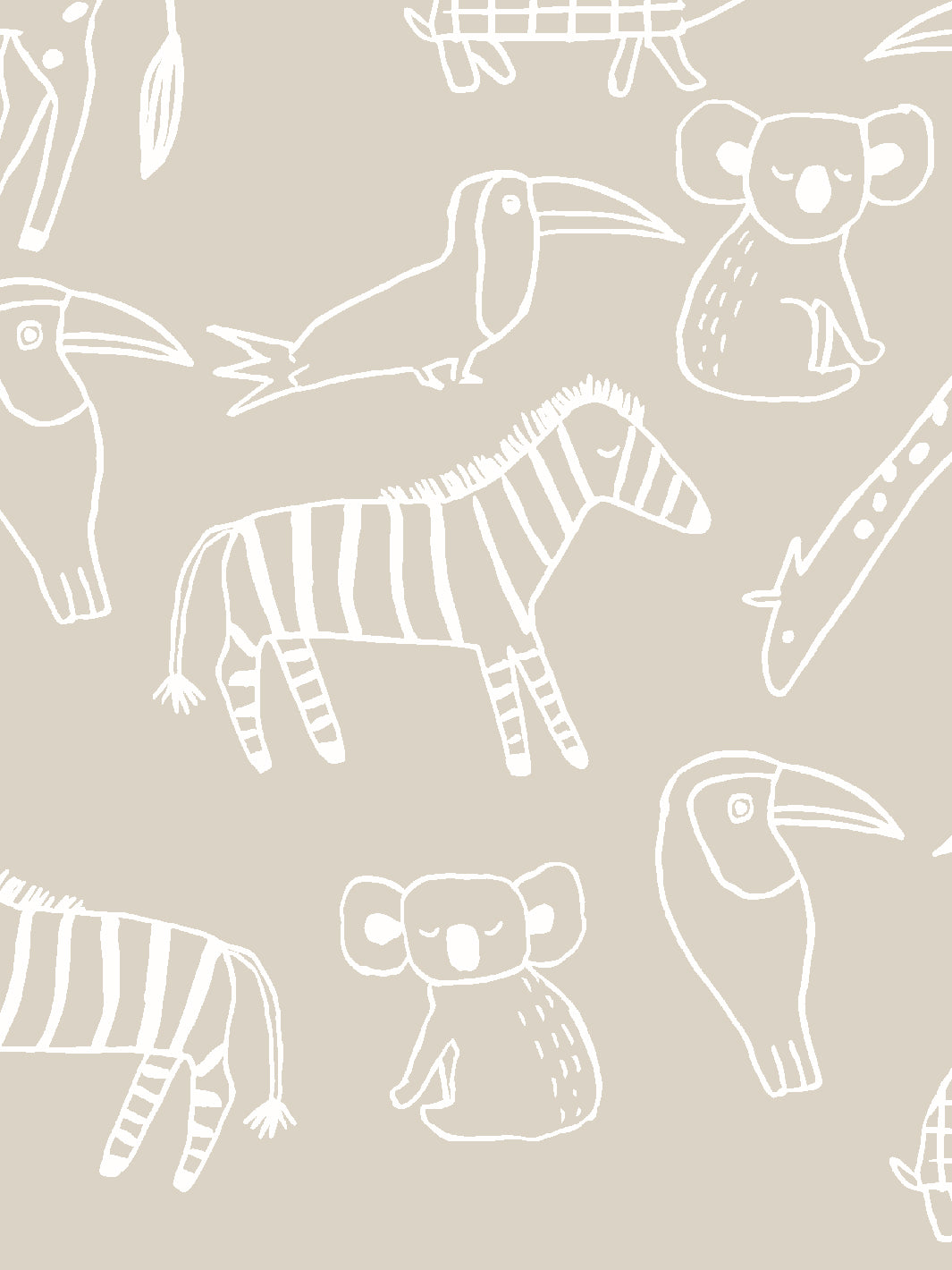 'zoo Party' Wallpaper By Tea Collection - Taupe