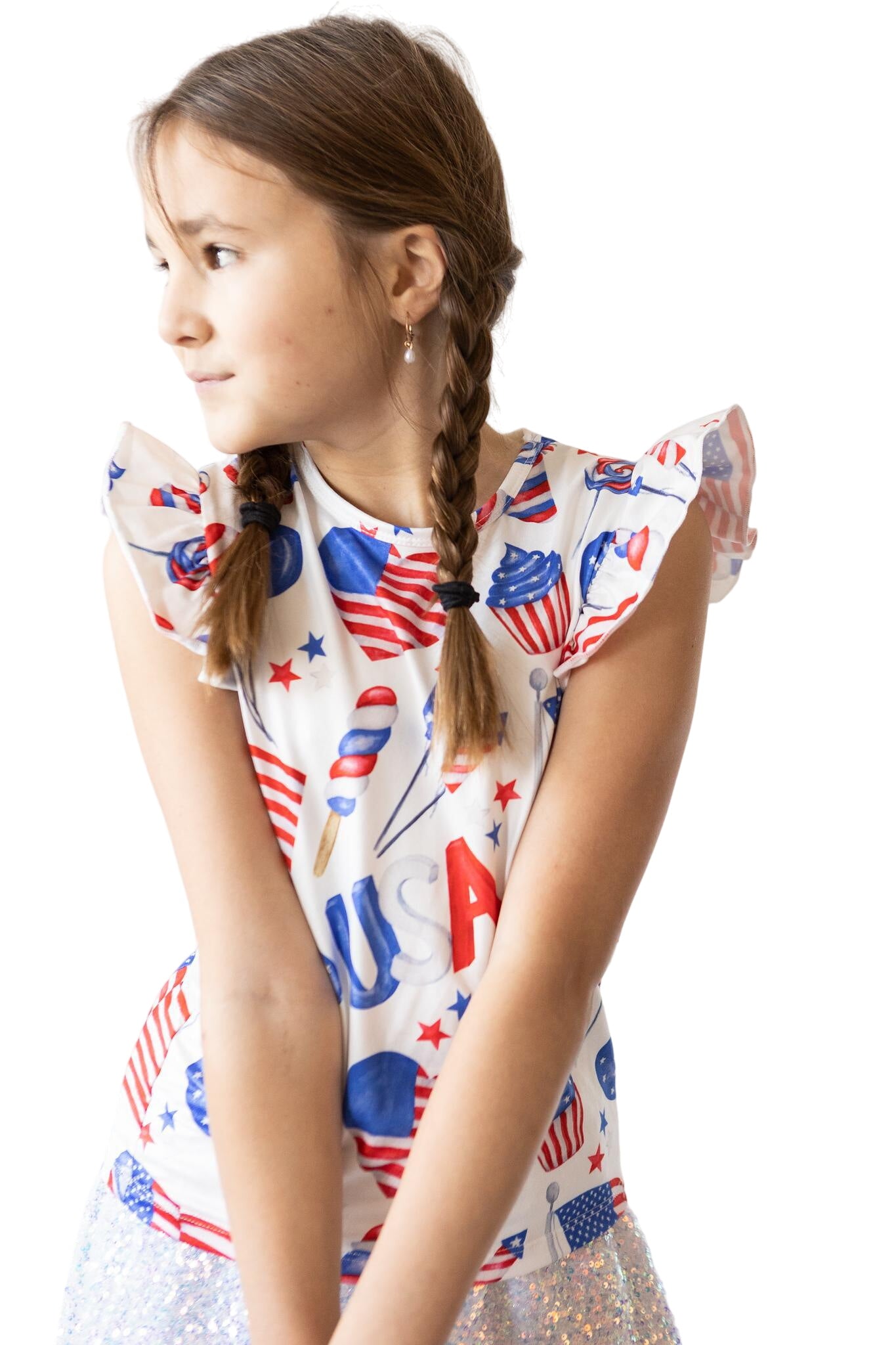 Party In The Usa S/s Ruffle Tee