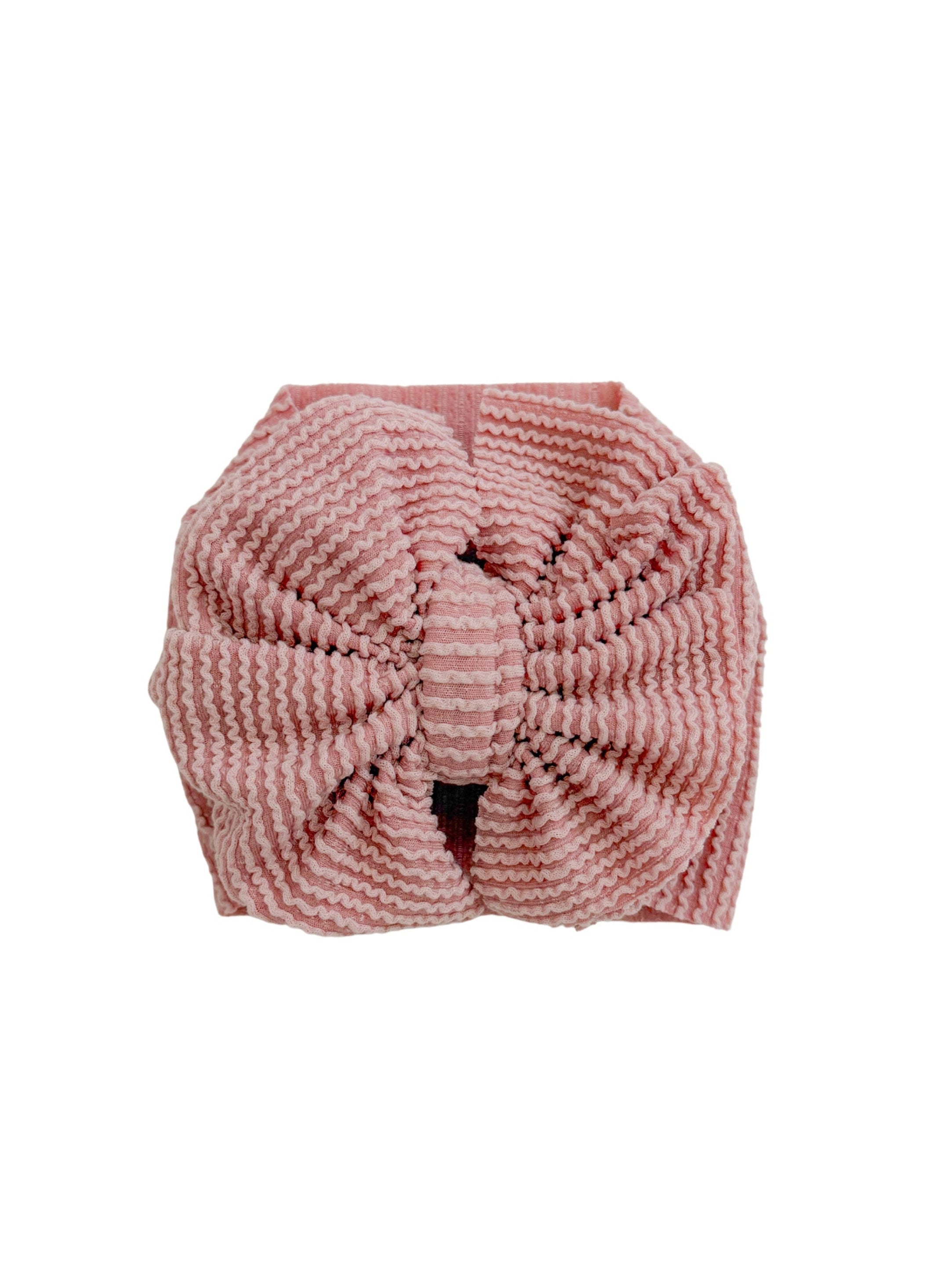 Ribbed Headwrap Bow- Blush Pink