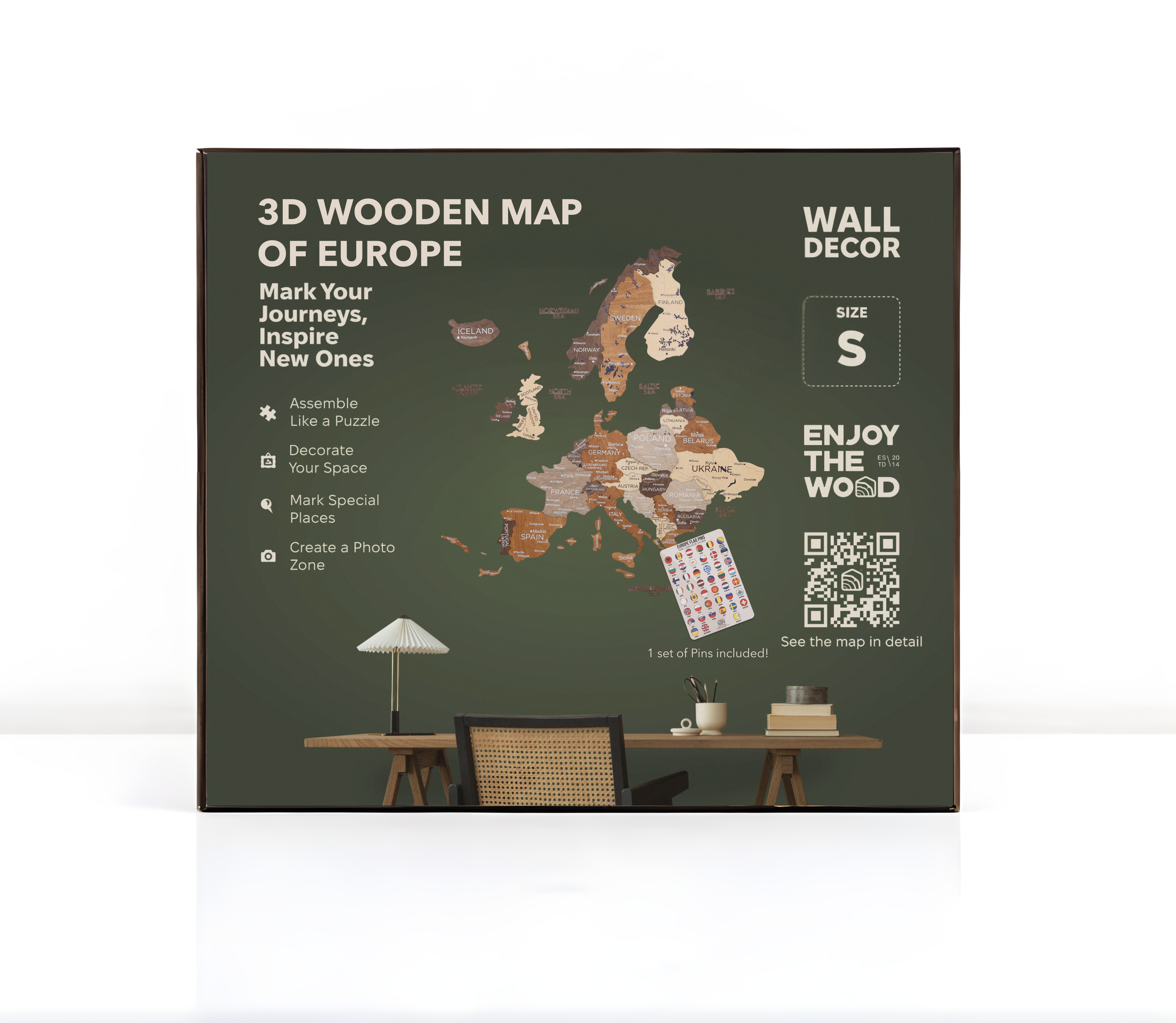 3d Europe Wooden Map Multicolor
