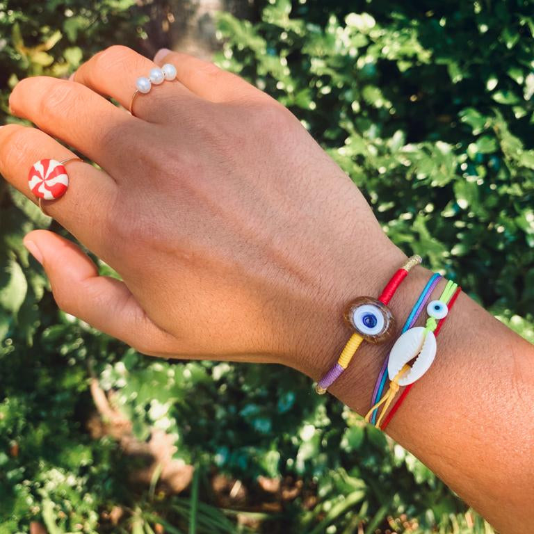 Mini Carnival Glass Evil Eye Bracelet