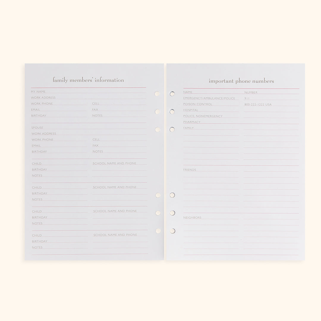 A5 Inserts For Weekly Planner Personal Portfolio 2026