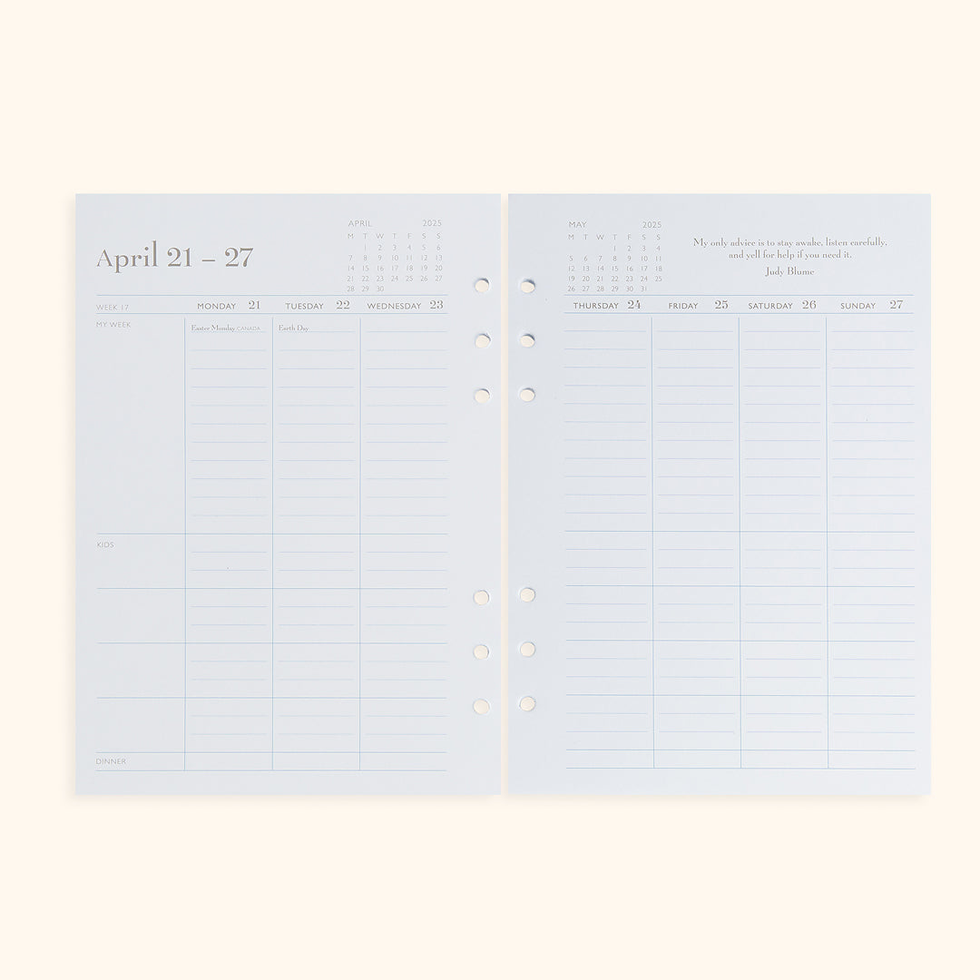 A5 Inserts For Weekly Planner Personal Portfolio 2026