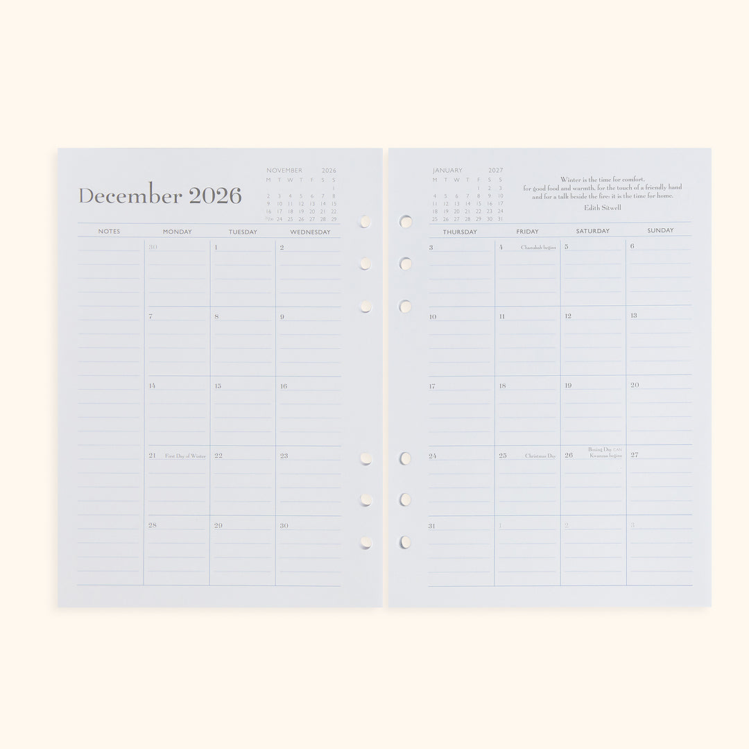 A5 Inserts For Weekly Planner Personal Portfolio 2026