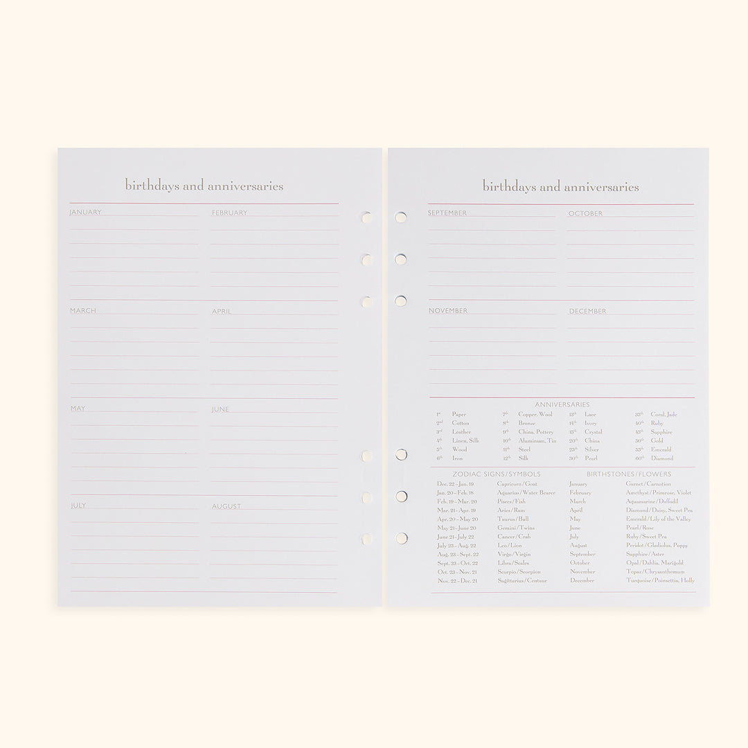 A5 Inserts For Weekly Planner Personal Portfolio 2026