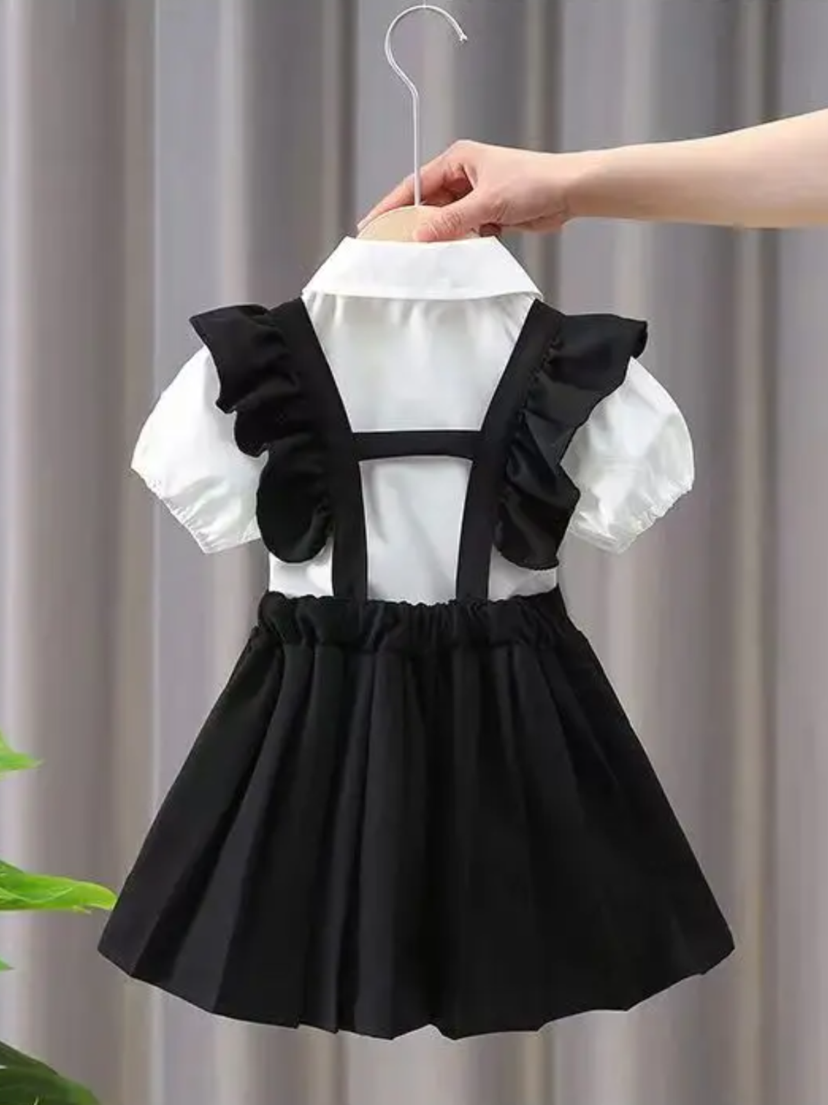 Girls Ruffled Sleeve Shirt And Cotton Dress