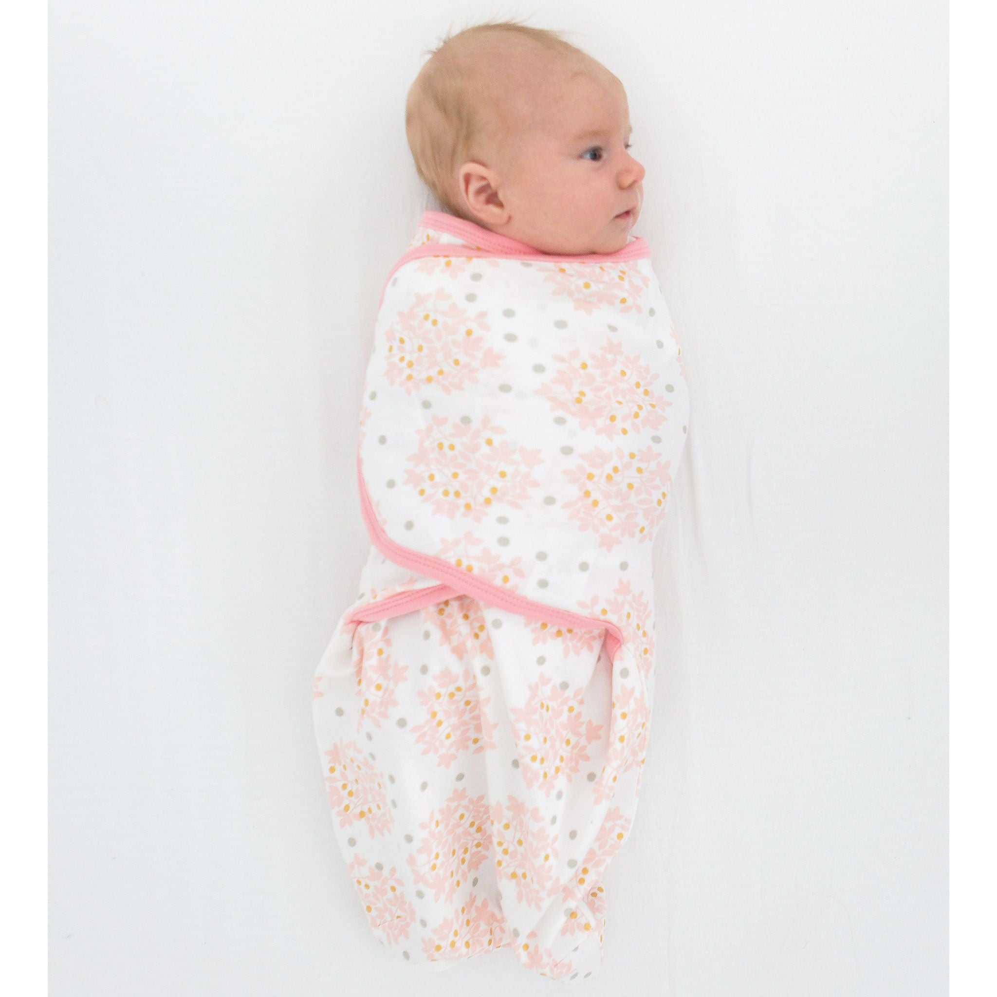 3 Swaddle Wraps - Heavenly Floral, Bella, Tiny Triangles, Pinks With Touch Of Gold Shimmer