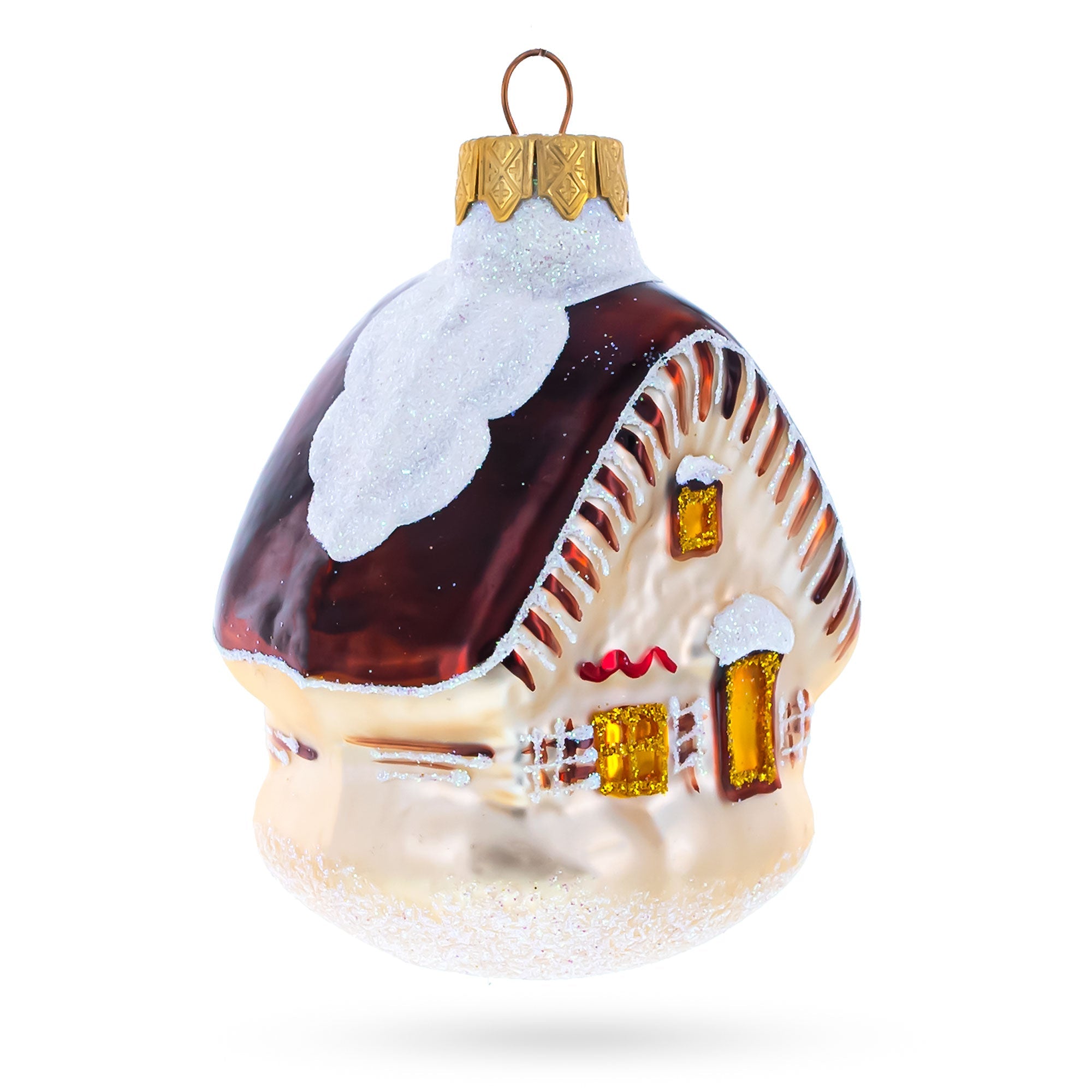 Snow-covered Cozy House Glass Christmas Ornaments