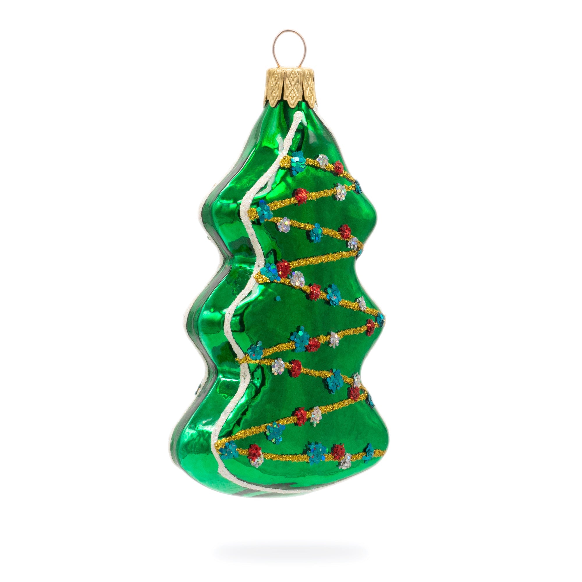 Garland-decorated Tree Glass Christmas Ornament