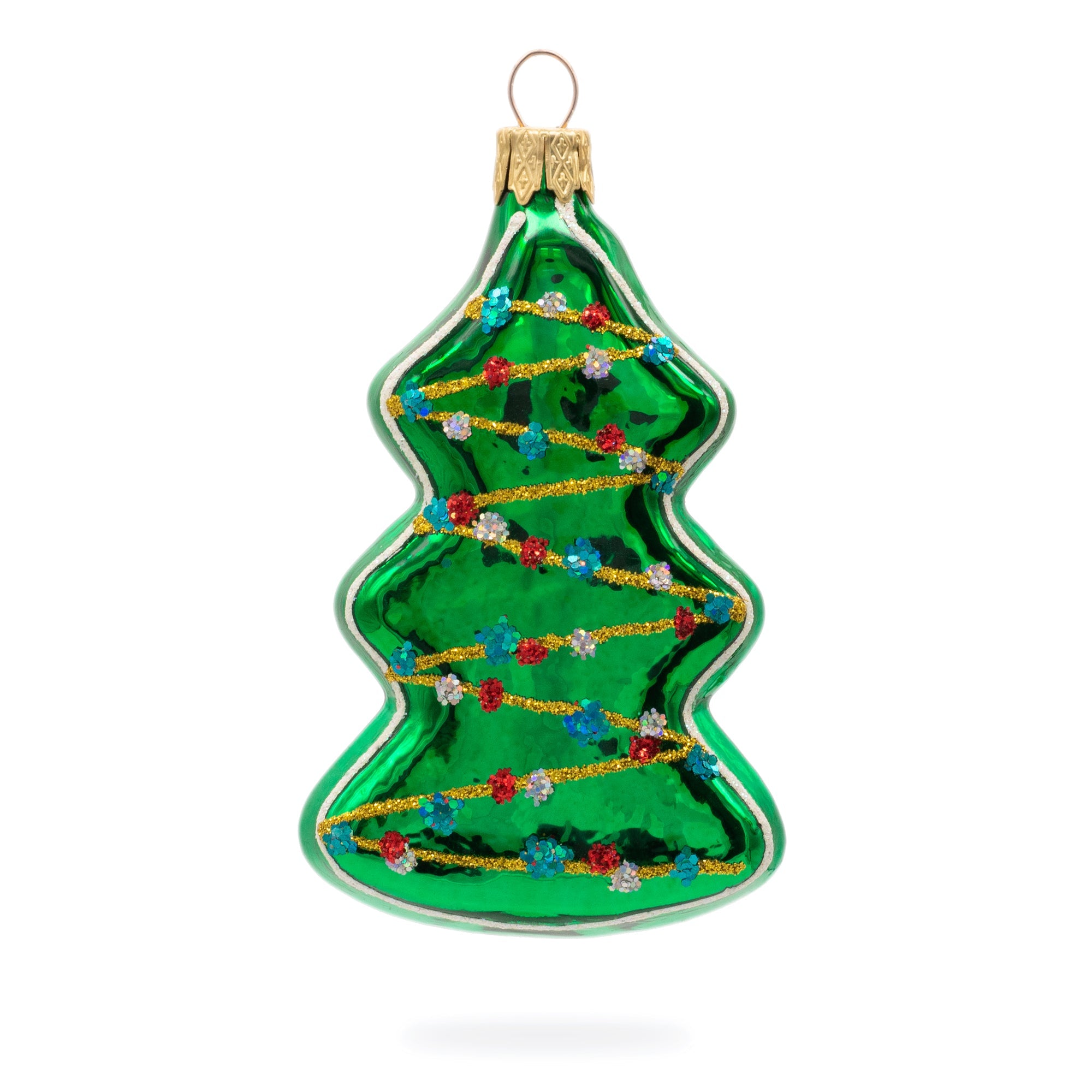 Garland-decorated Tree Glass Christmas Ornament