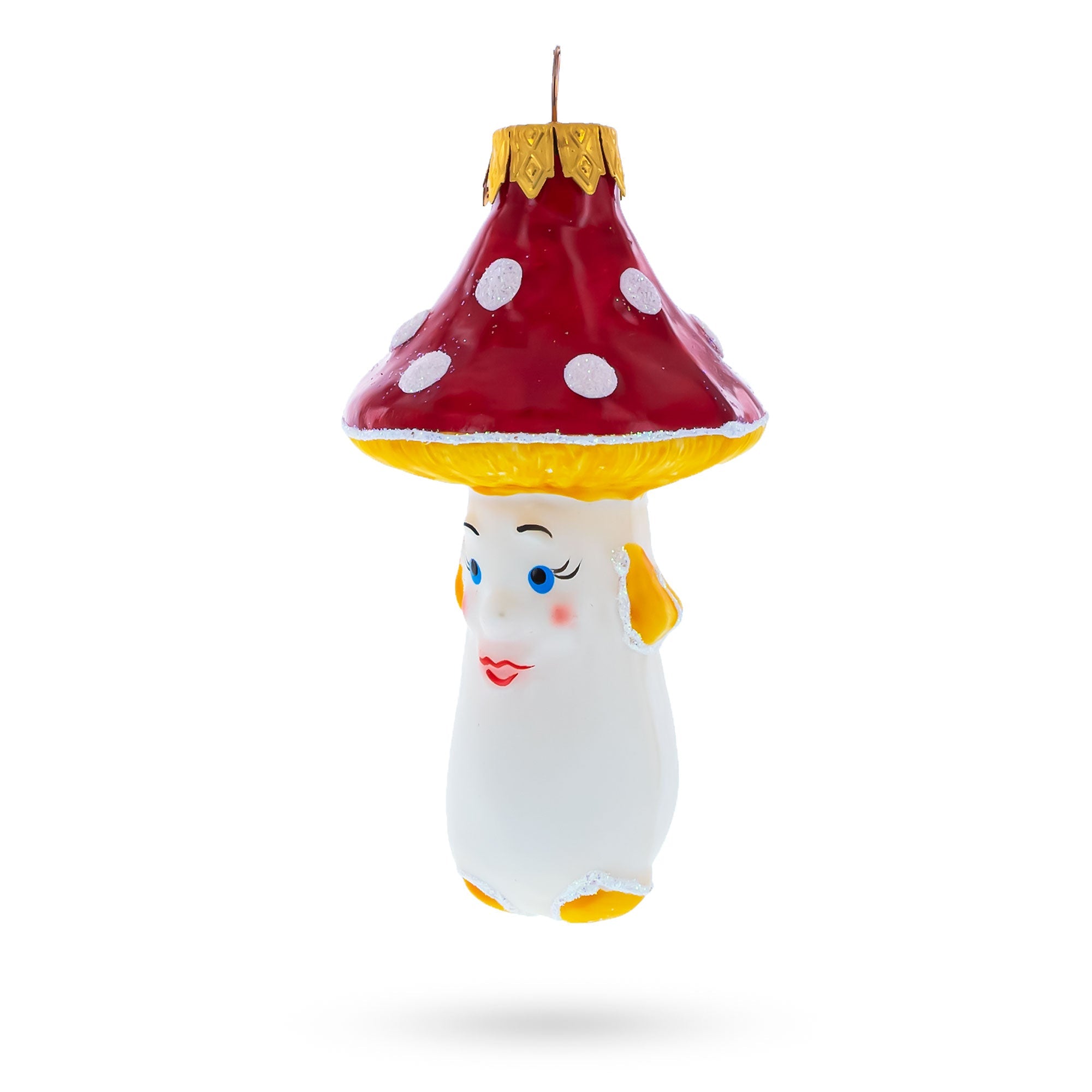 Walking Mushroom Glass Christmas Ornament