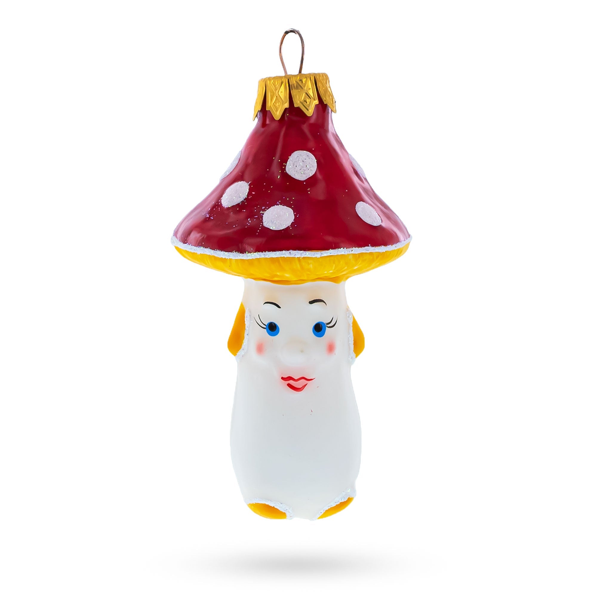 Walking Mushroom Glass Christmas Ornament