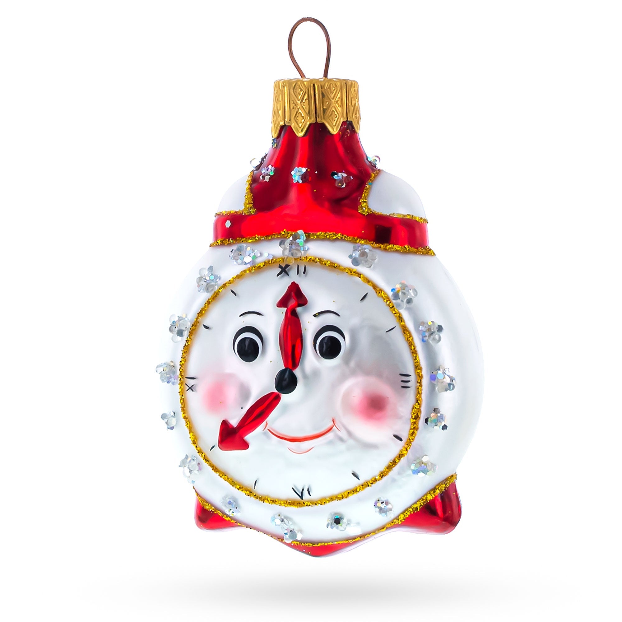 Cheerful Alarm Clock Glass Christmas Ornament