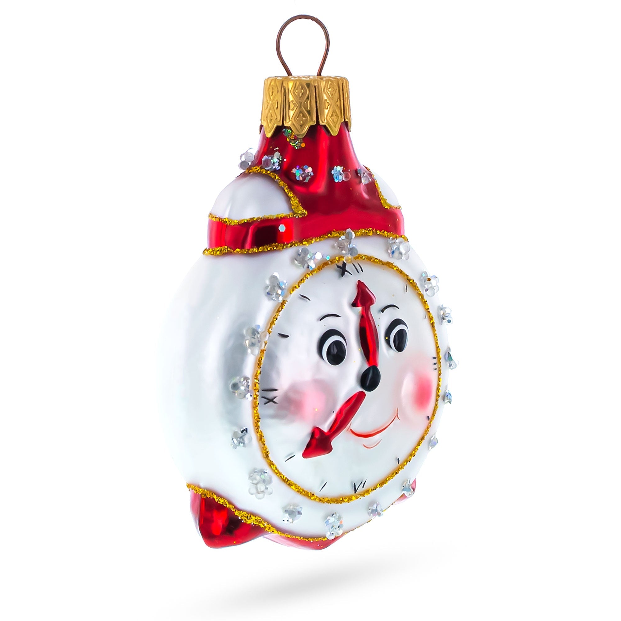 Cheerful Alarm Clock Glass Christmas Ornament