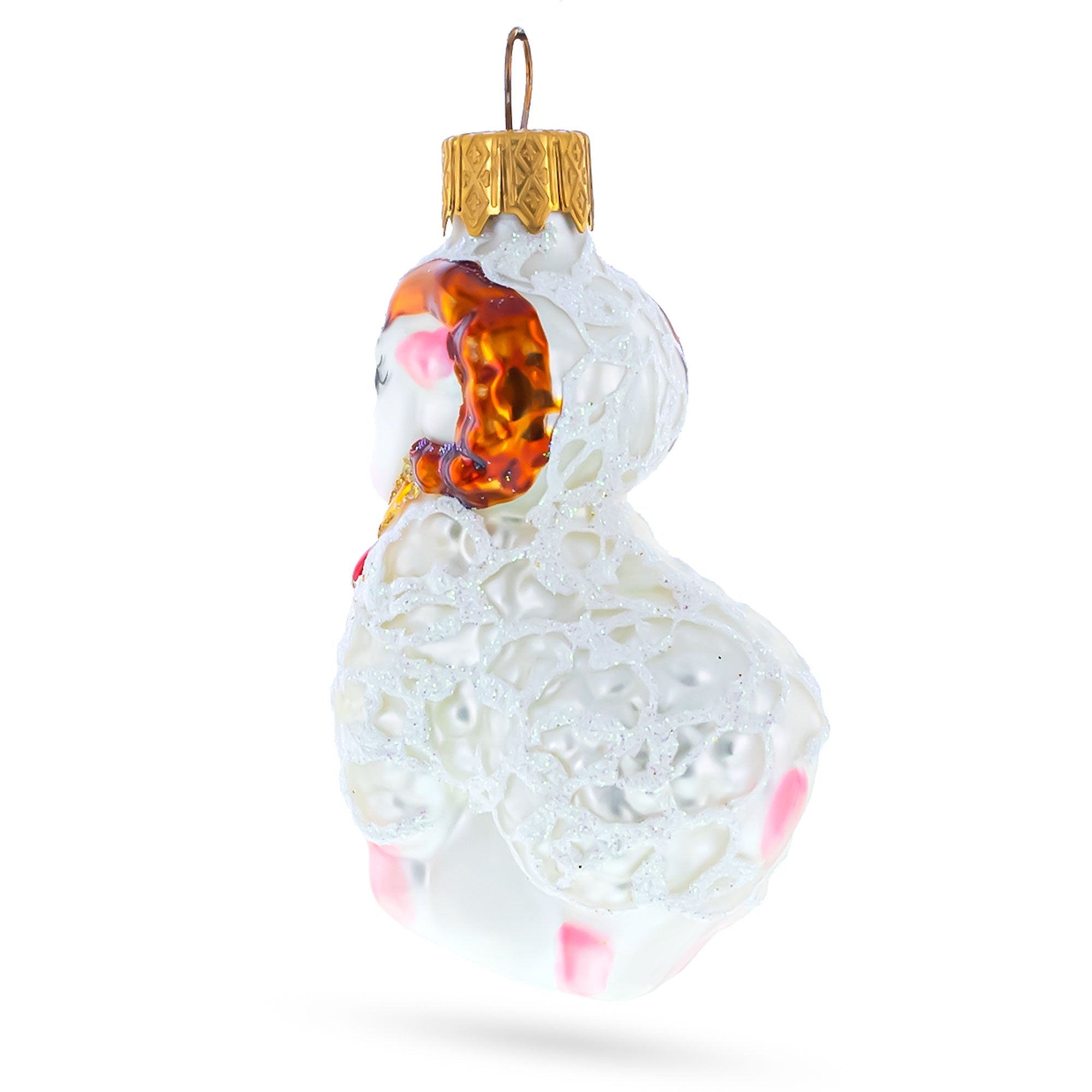 Ram With Bell Glass Christmas Ornament