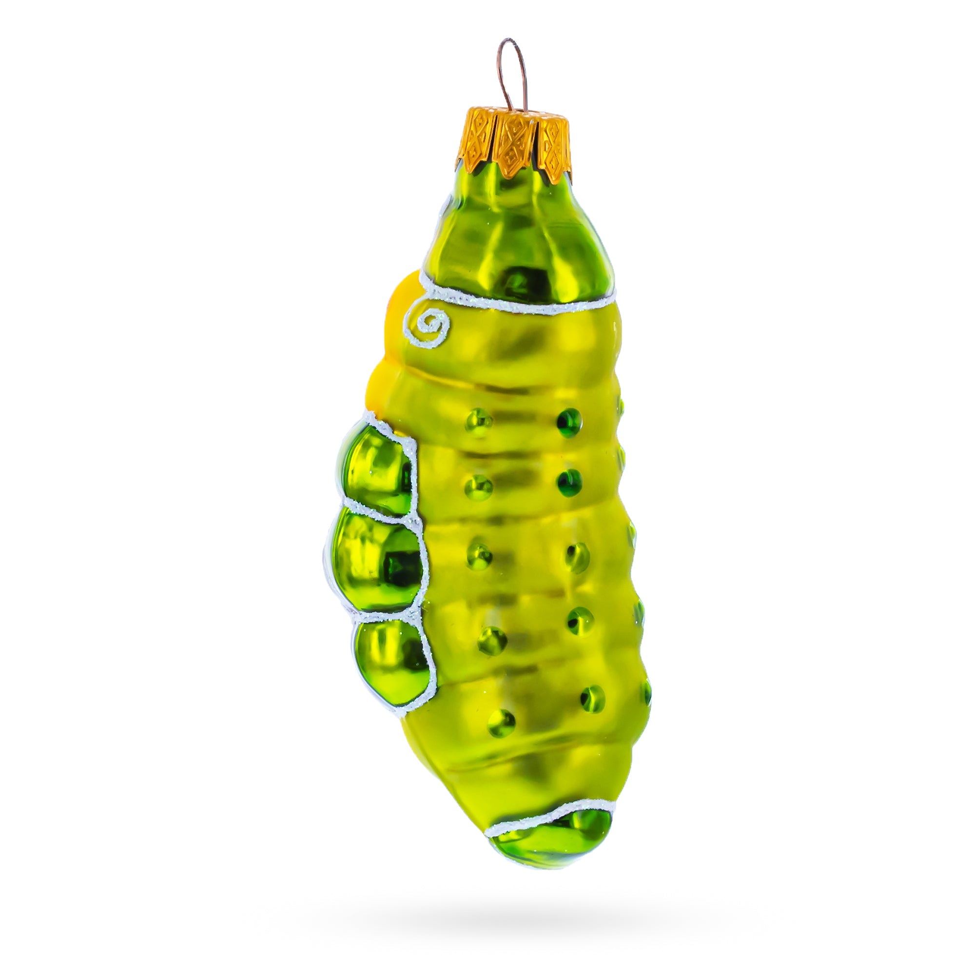 Orange Caterpillar Glass Christmas Ornament