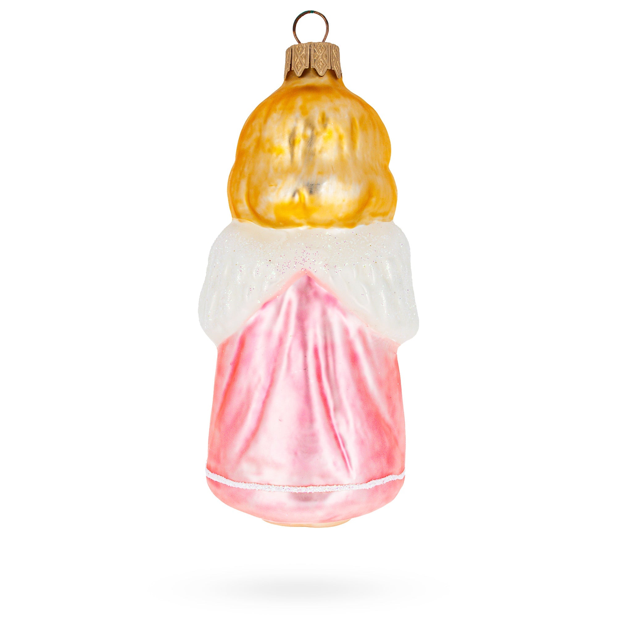 Angel In Pink Dress Glass Christmas Ornament