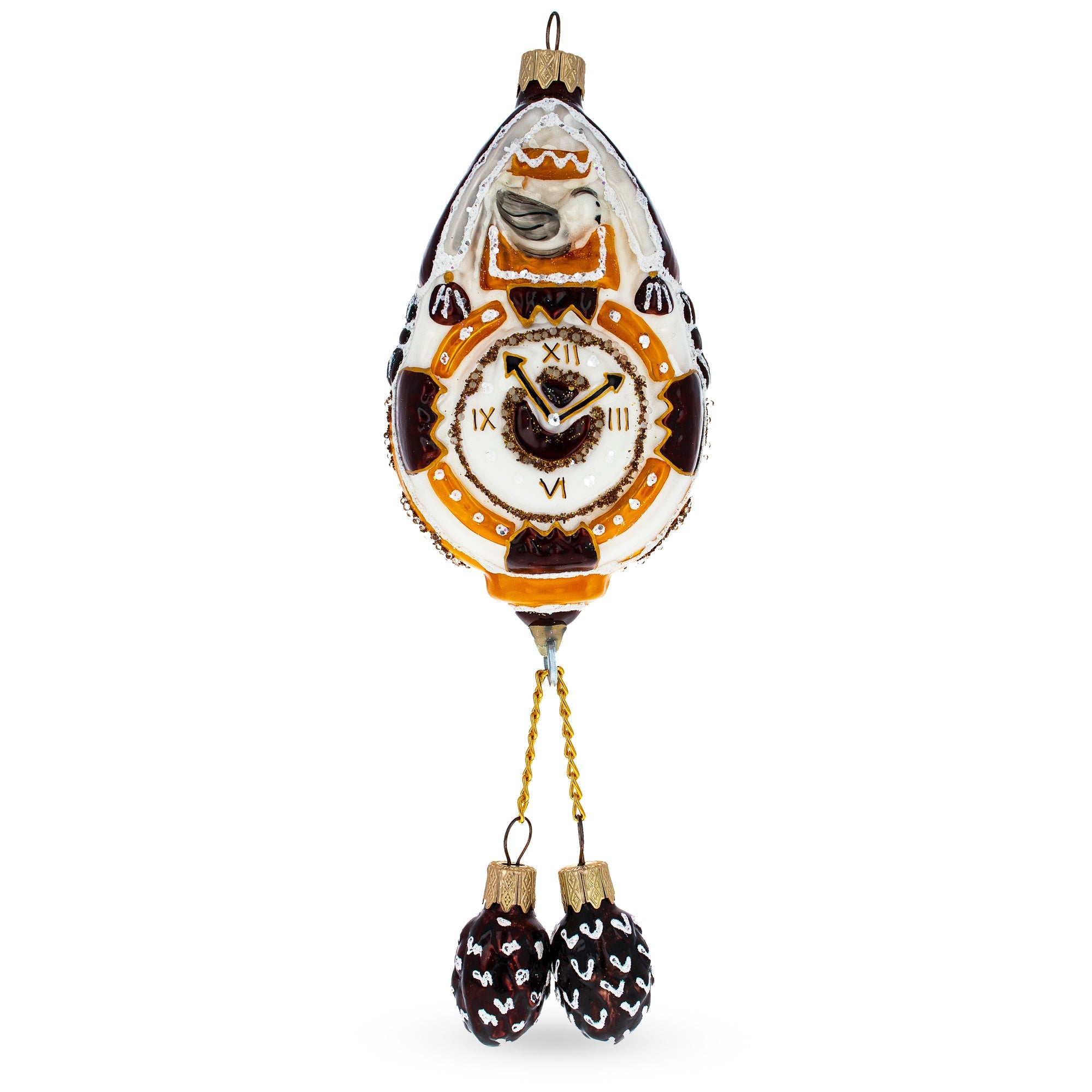 Traditional German Cuckoo Clock Glass Christmas Ornament