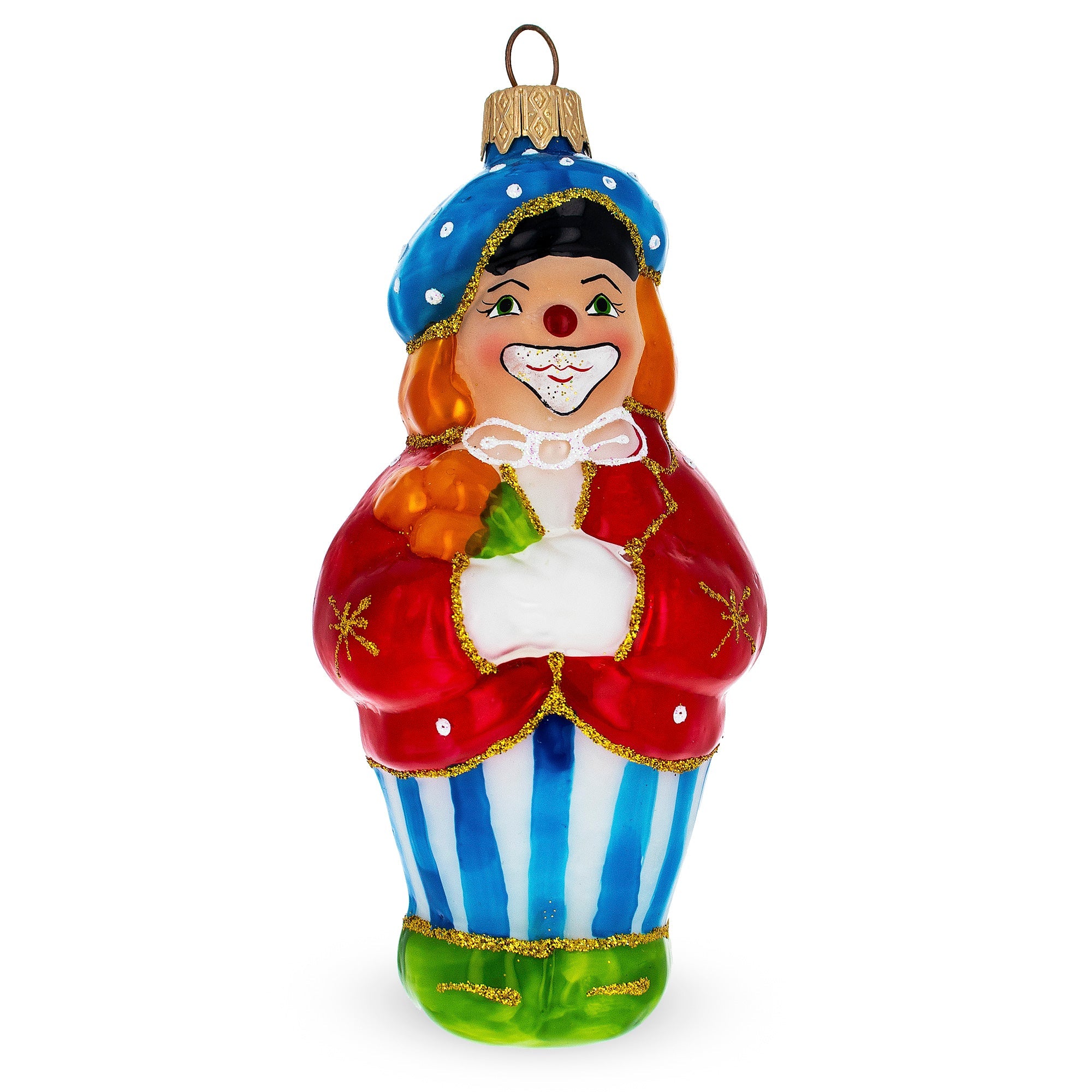 Clown In Red Jacket Glass Christmas Ornament