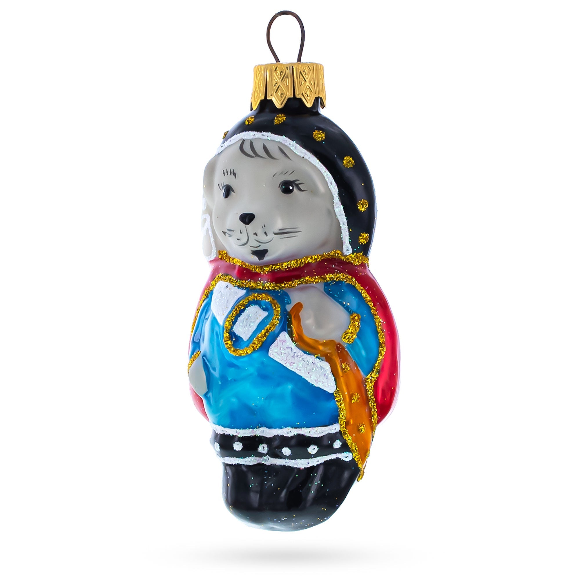 Musketeer Mouse Glass Christmas Ornament