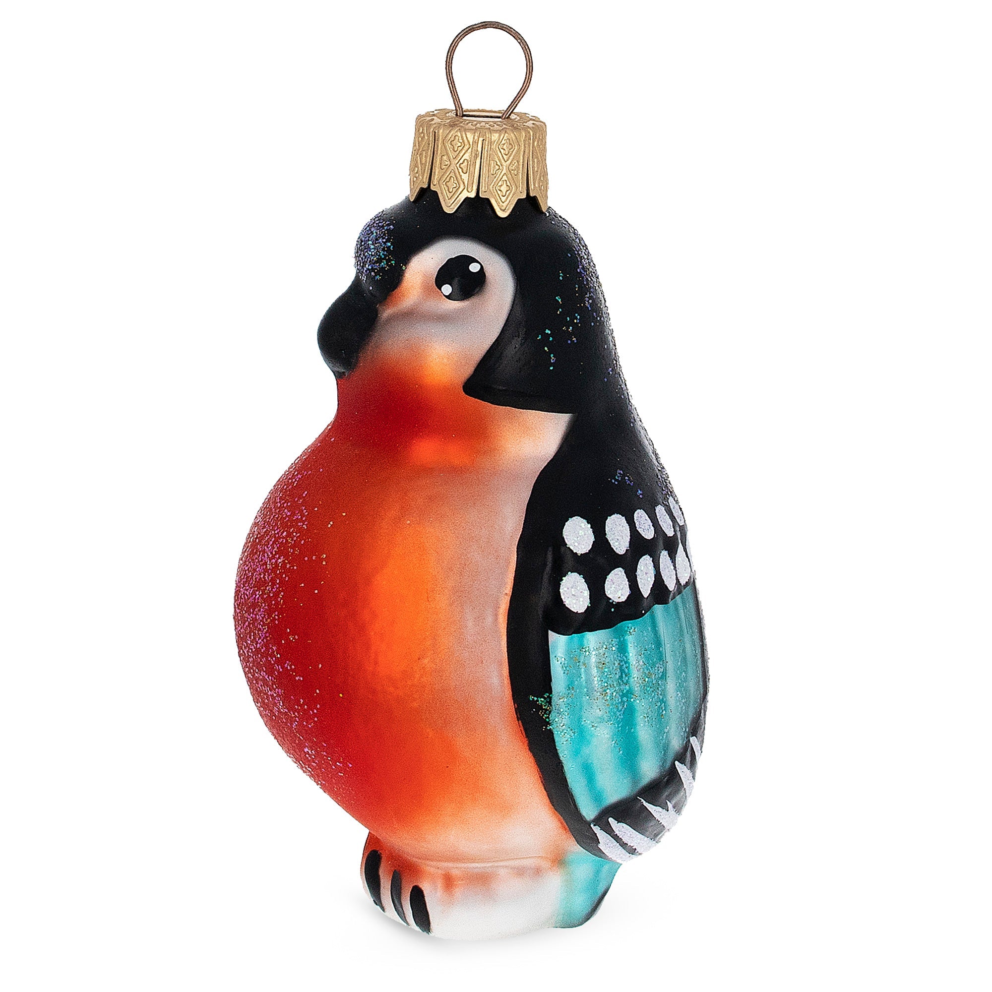 Bullfinch Bird  Glass Christmas Ornament