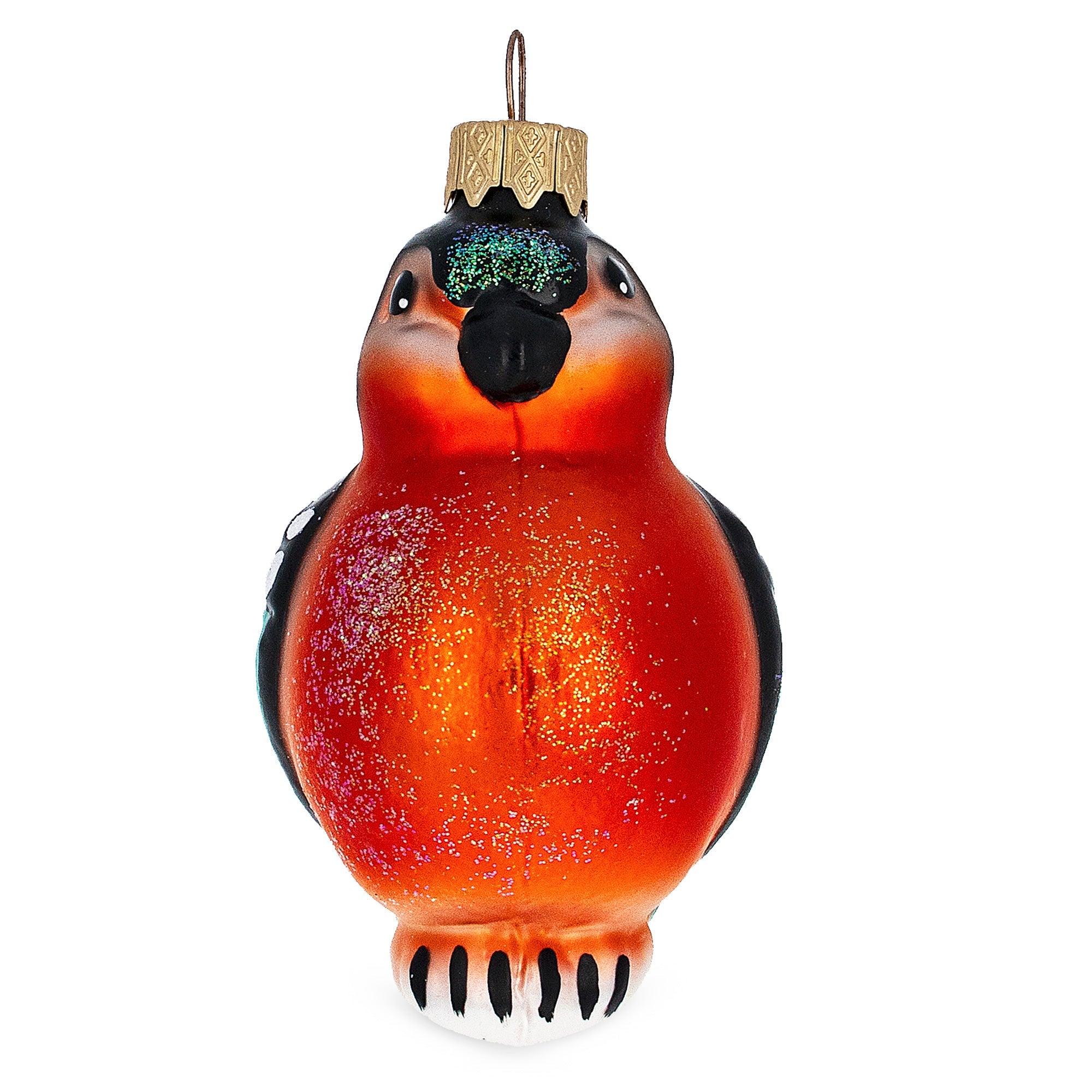 Bullfinch Bird  Glass Christmas Ornament