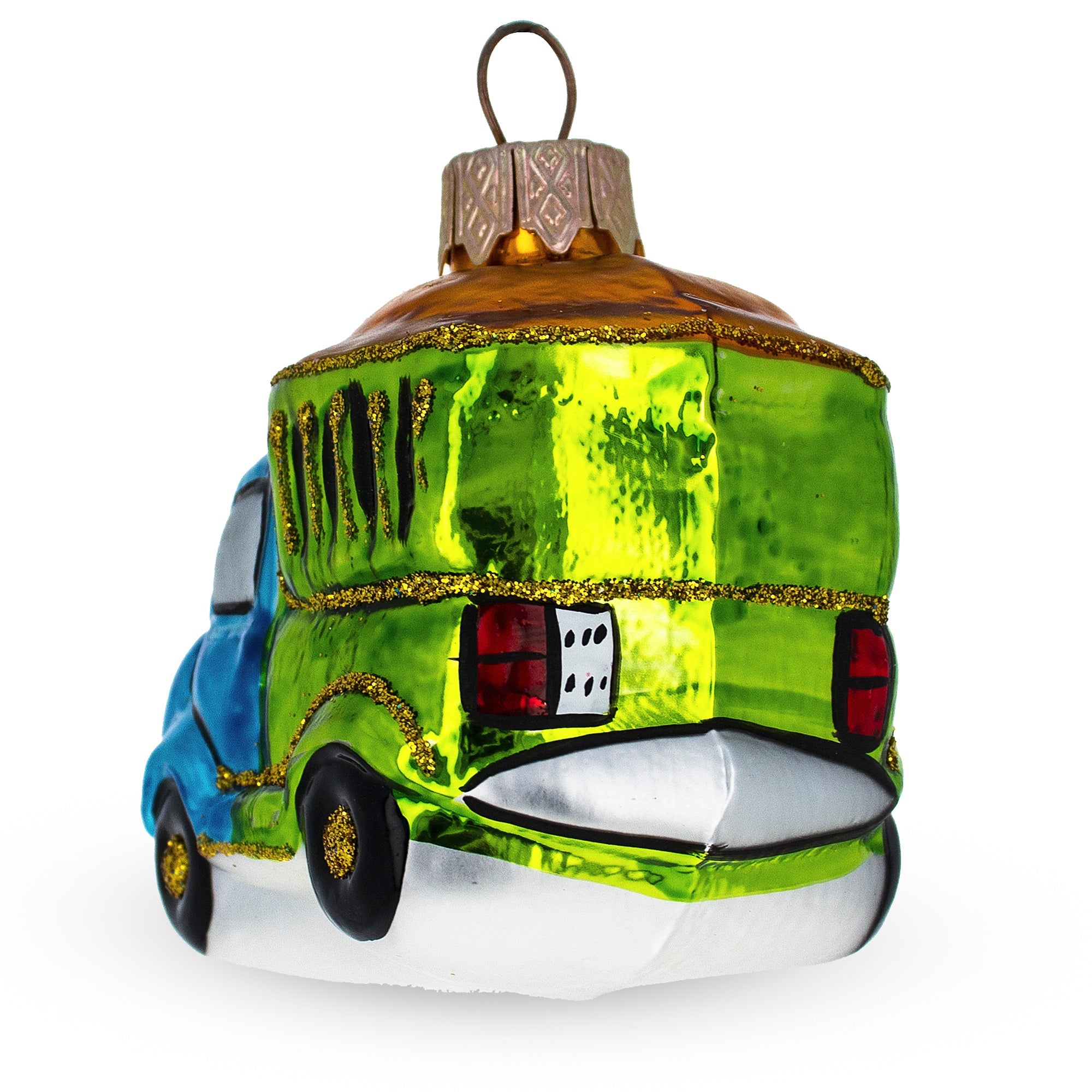 Dump Truck Glass Christmas Ornament