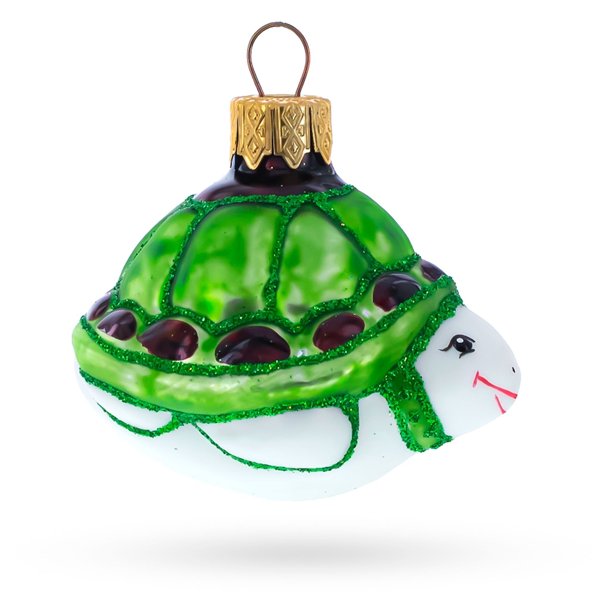 Happy Turtle Glass Christmas Ornament