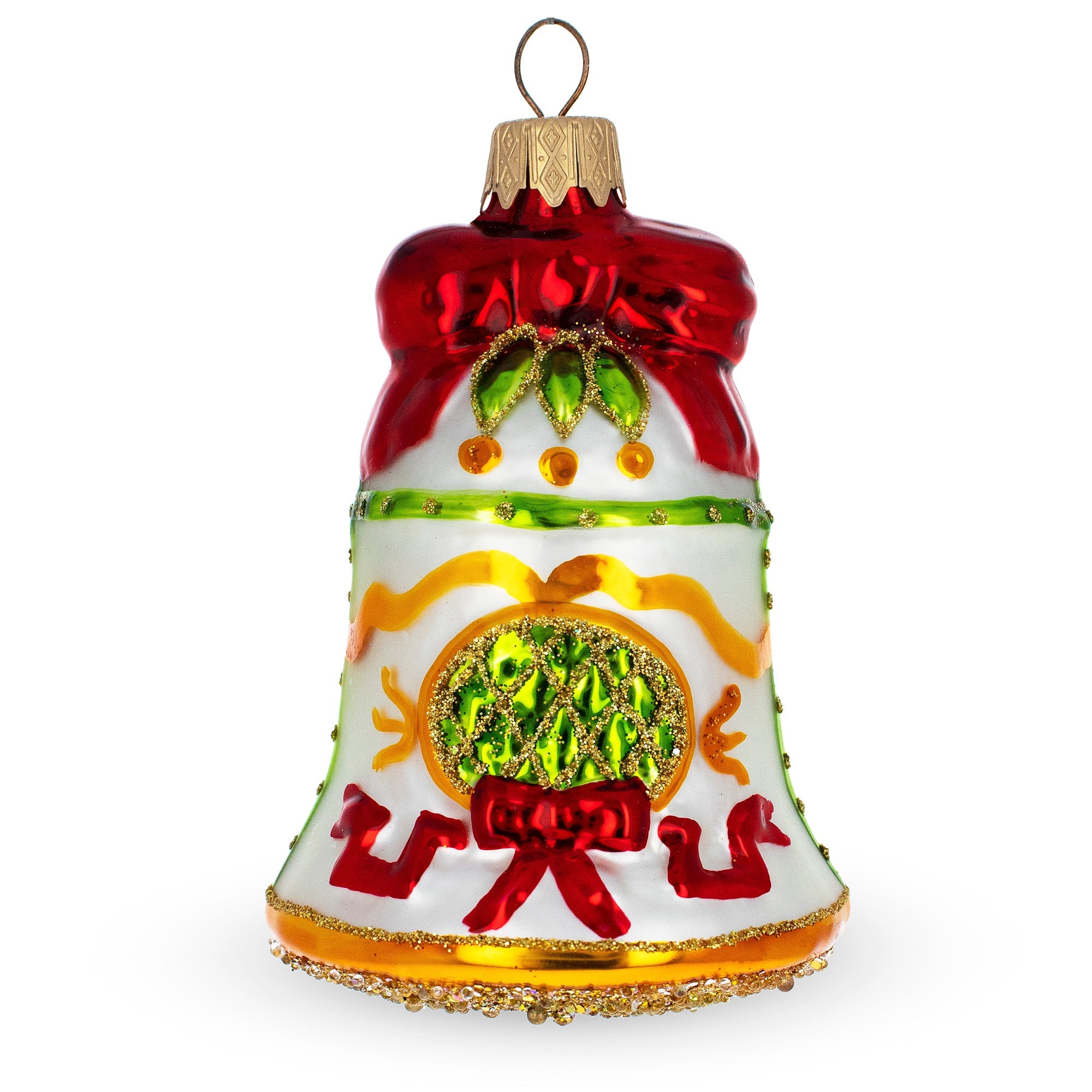 Decorated Bell Glass Christmas Ornament