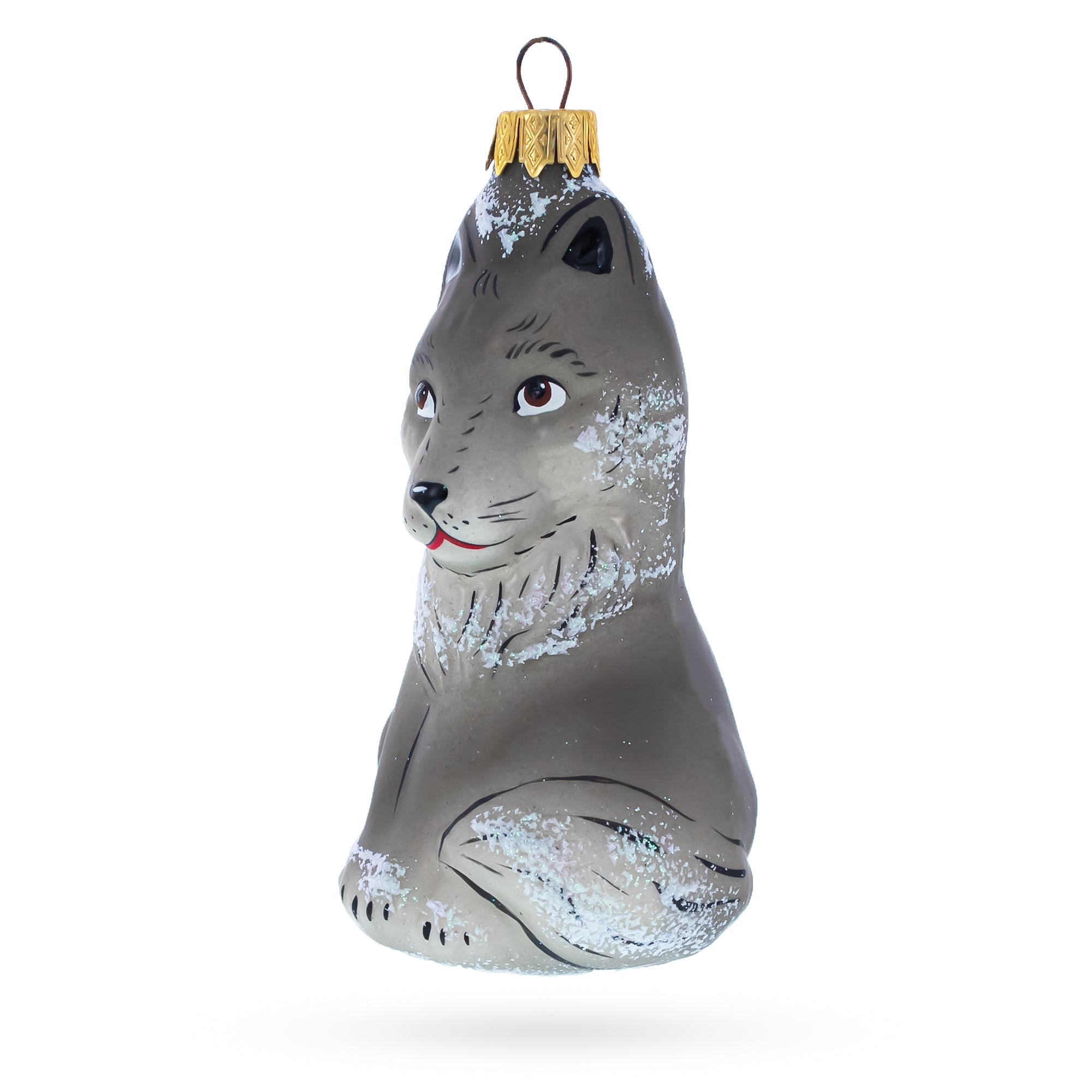 Gray Wolf Glass Christmas Ornament