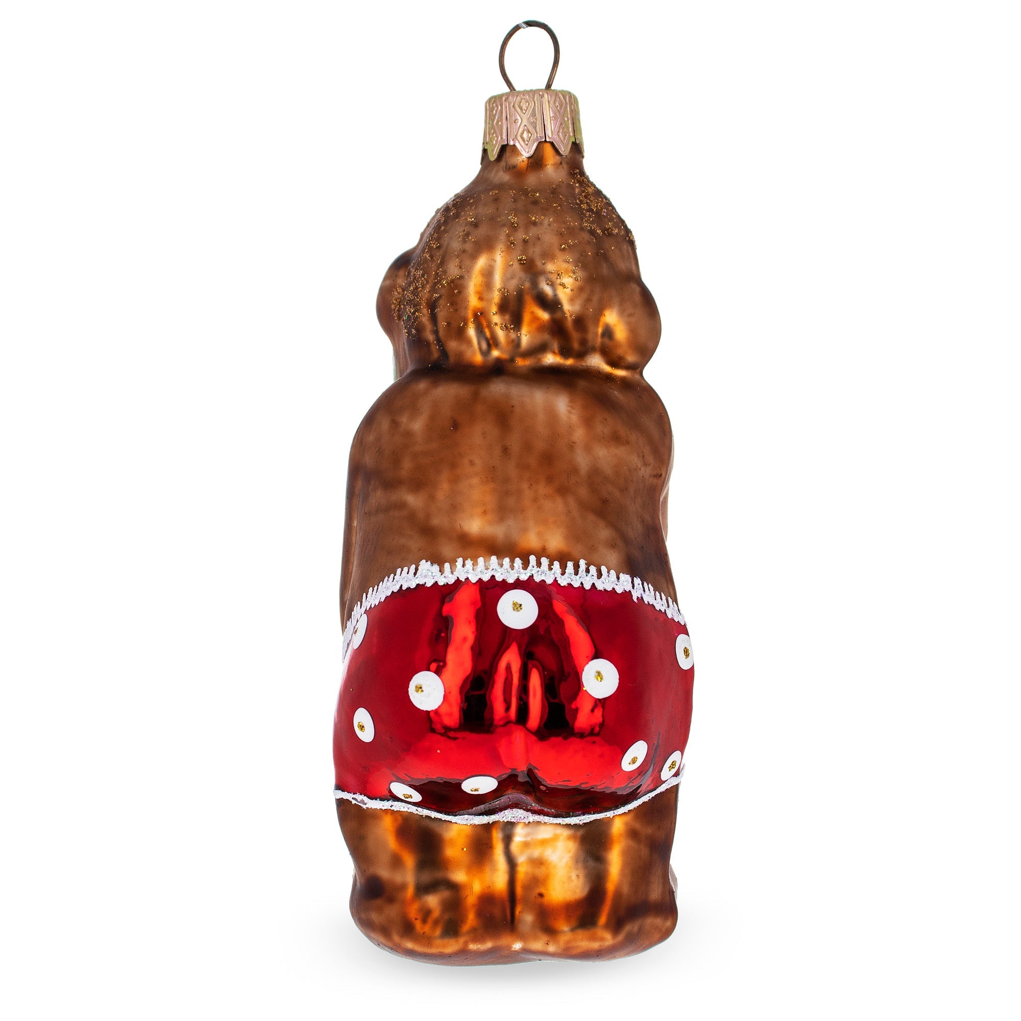 Monkey With Wine Bottle Glass Christmas Ornament