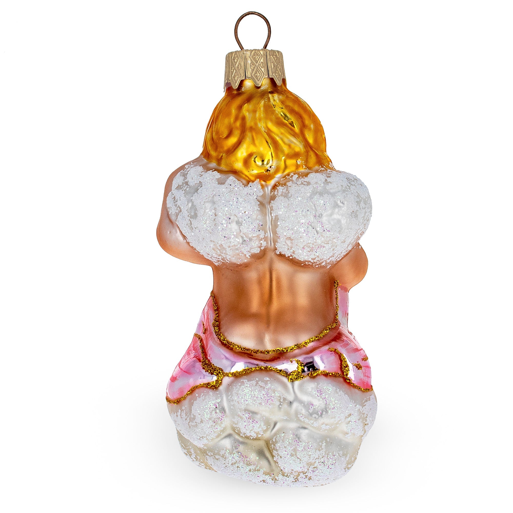 Baby Angel Playing Music Glass Christmas Ornament