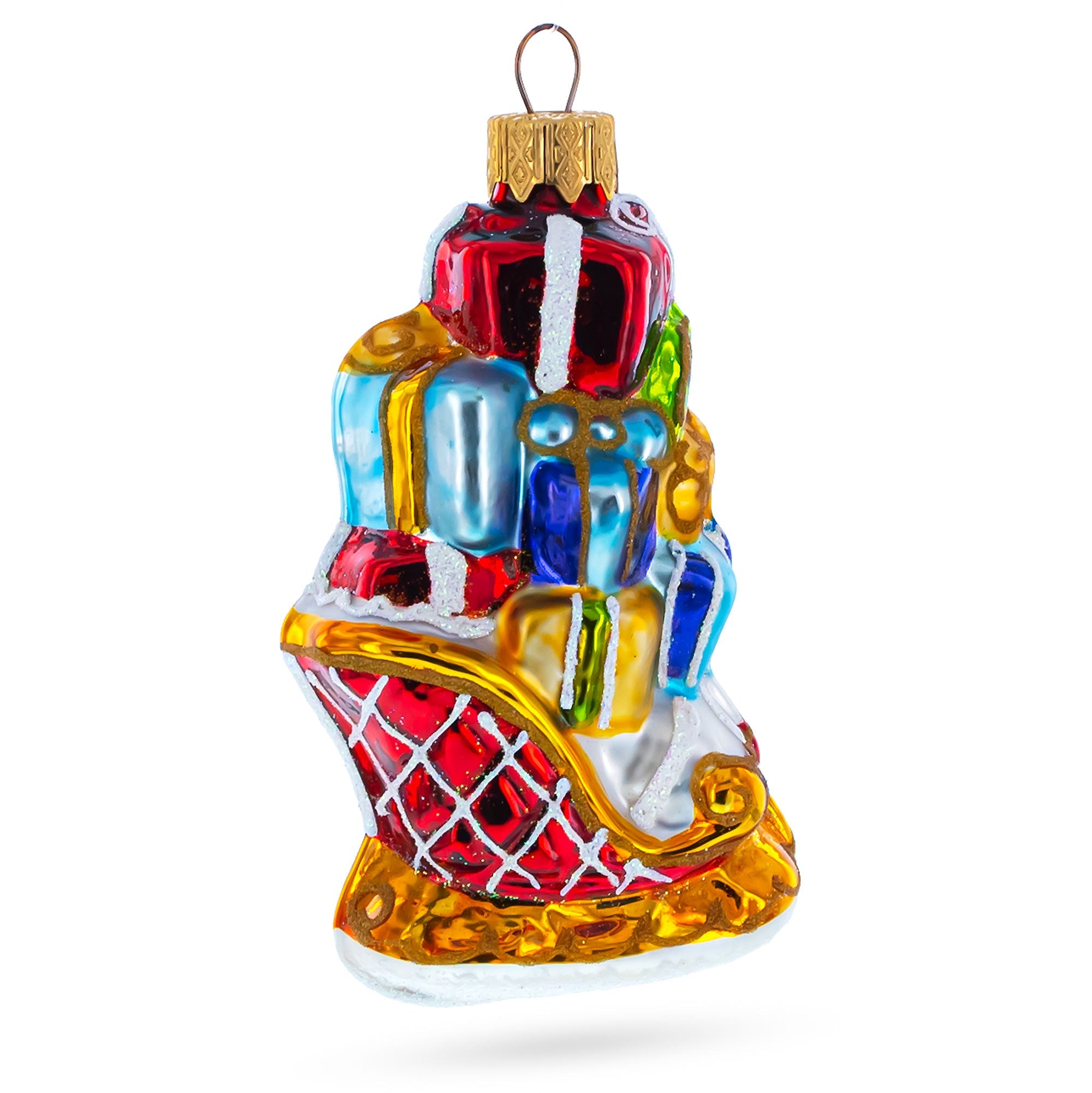 Sleigh Full Of Gifts Glass Christmas Ornament