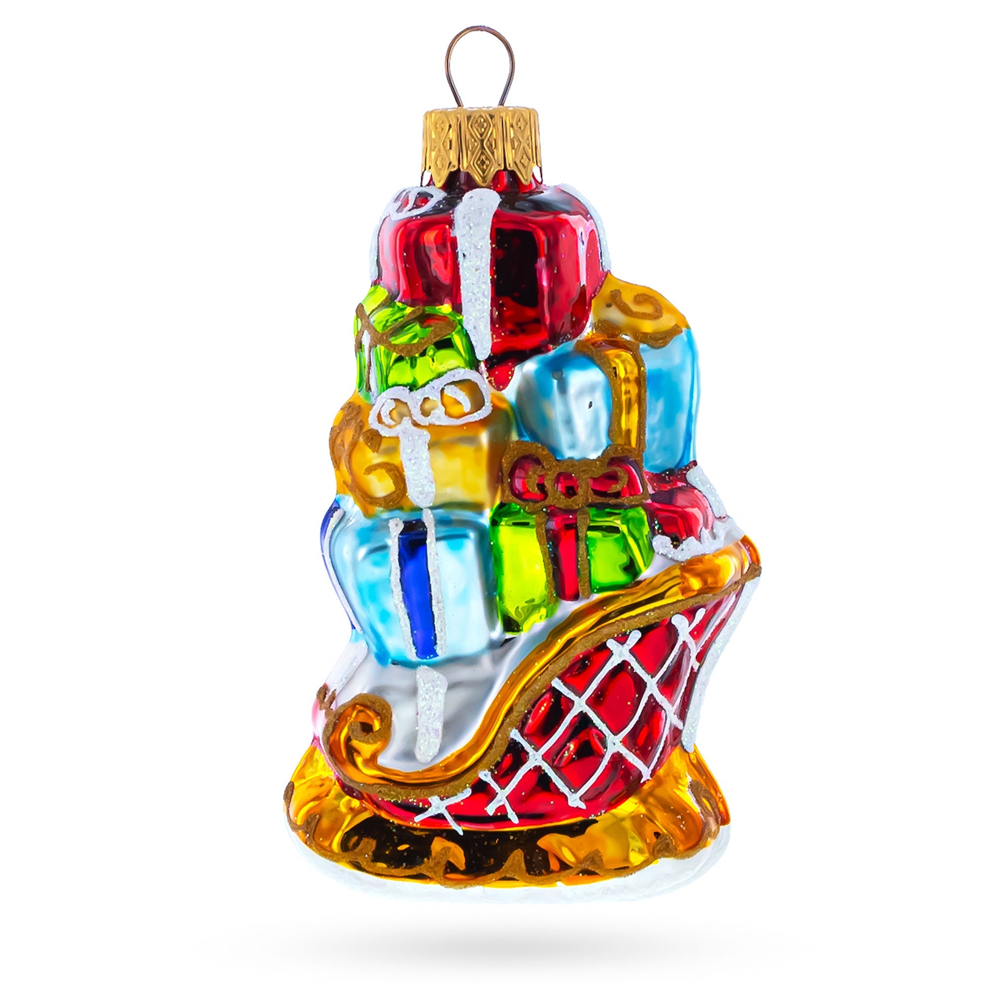 Sleigh Full Of Gifts Glass Christmas Ornament