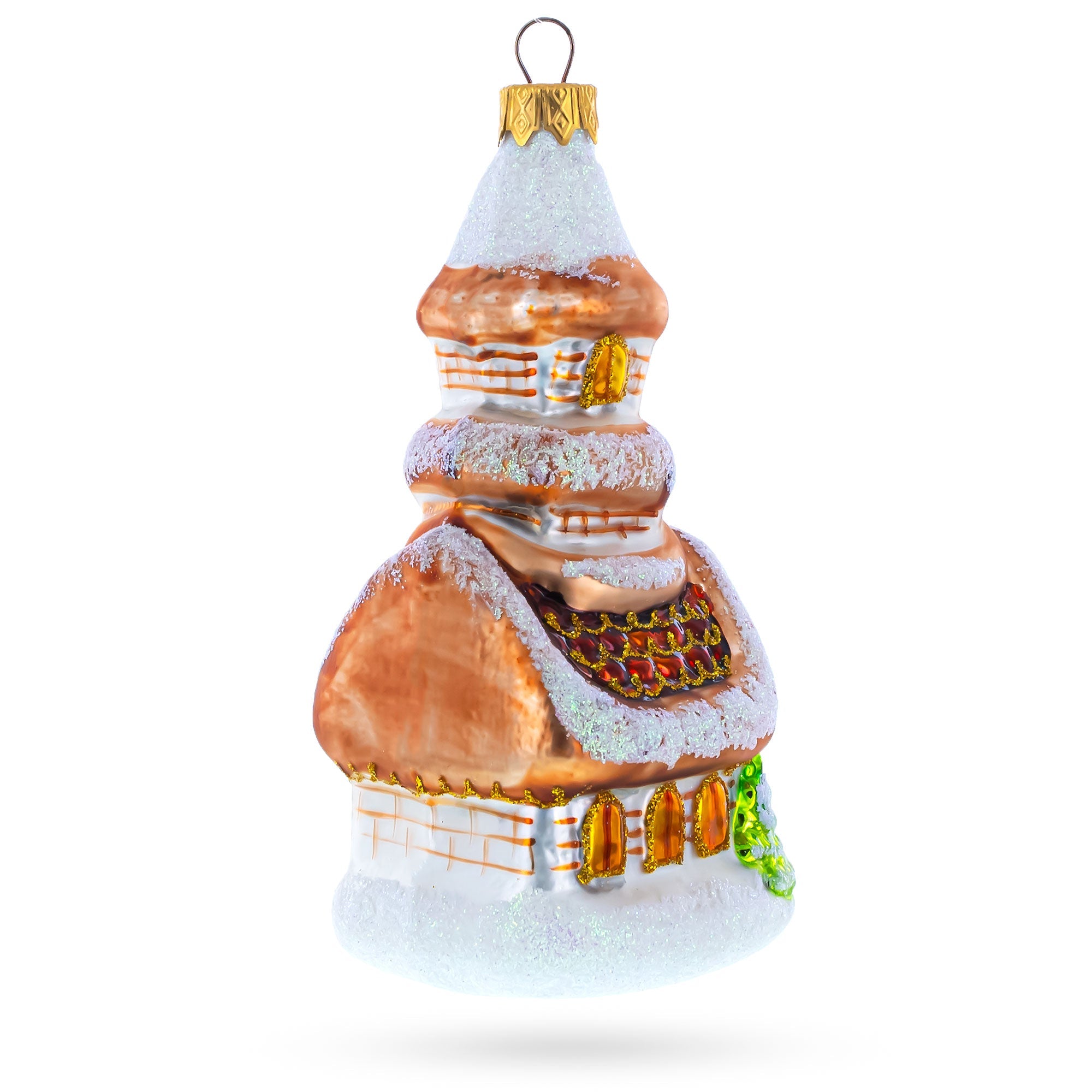 Snow-covered Church Glass Christmas Ornament