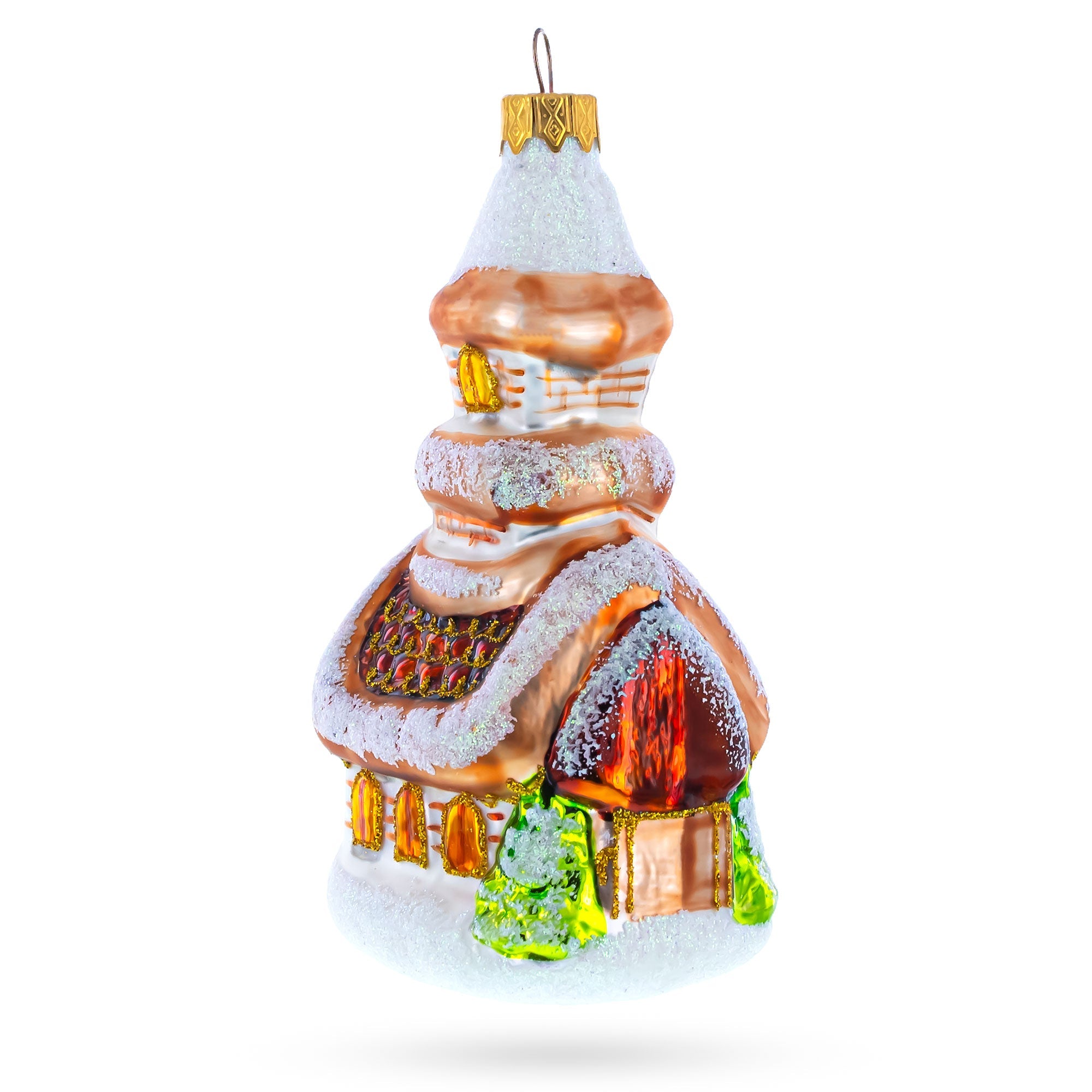 Snow-covered Church Glass Christmas Ornament