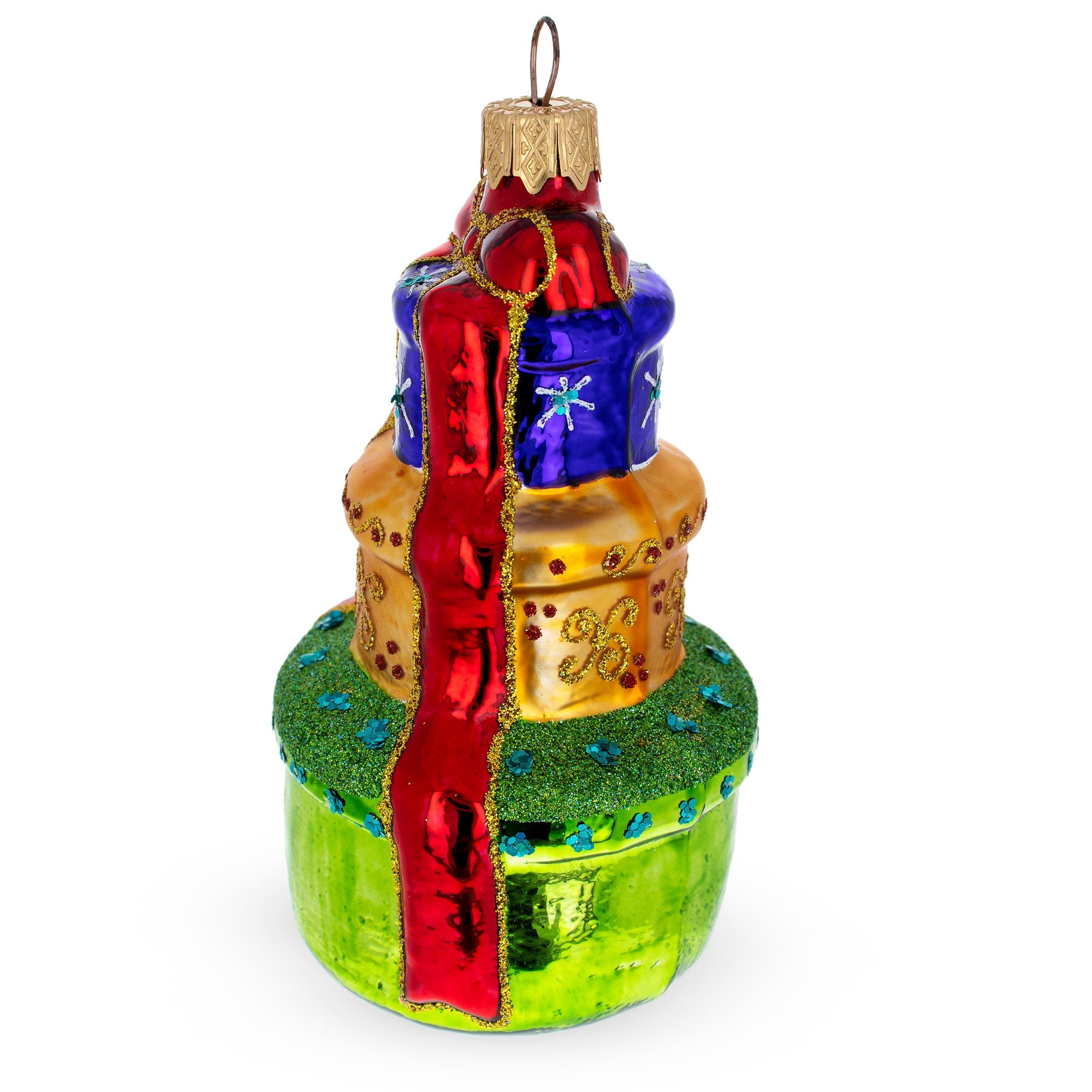 Stacked Gift Boxes Glass Christmas Ornament