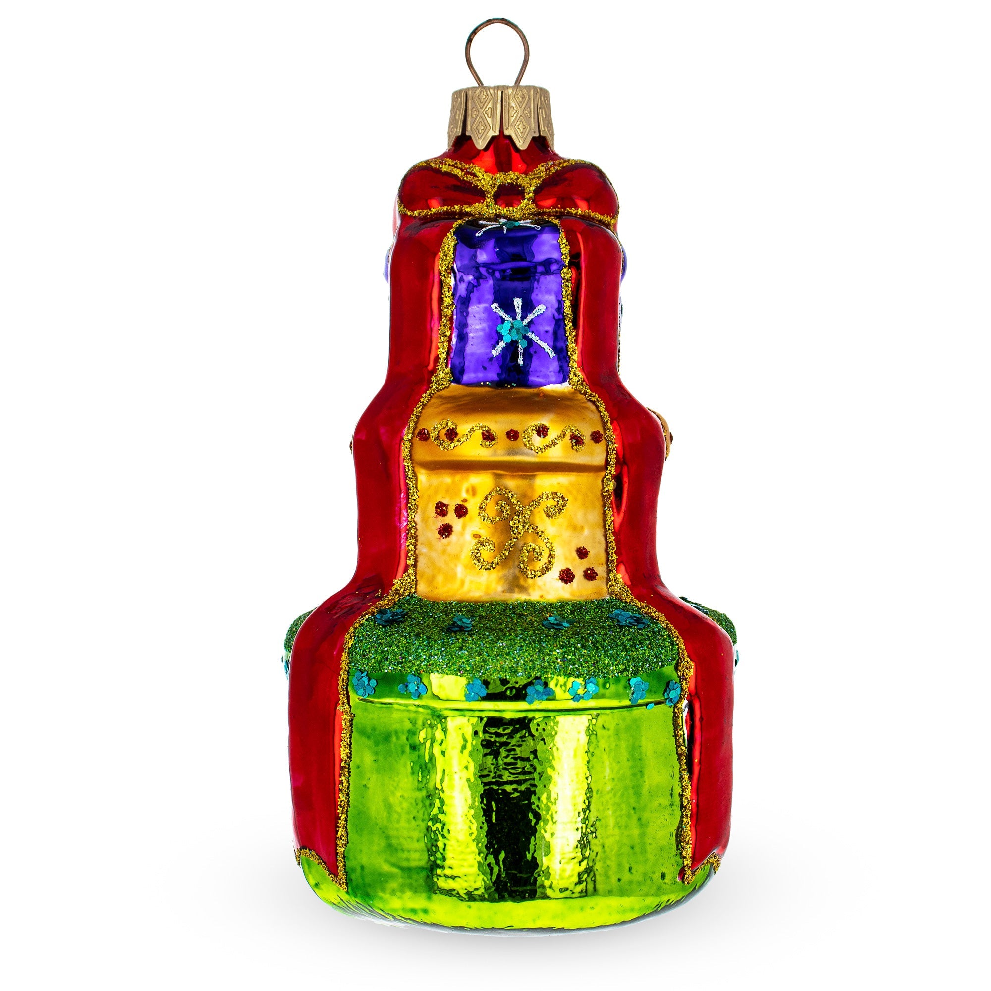 Stacked Gift Boxes Glass Christmas Ornament