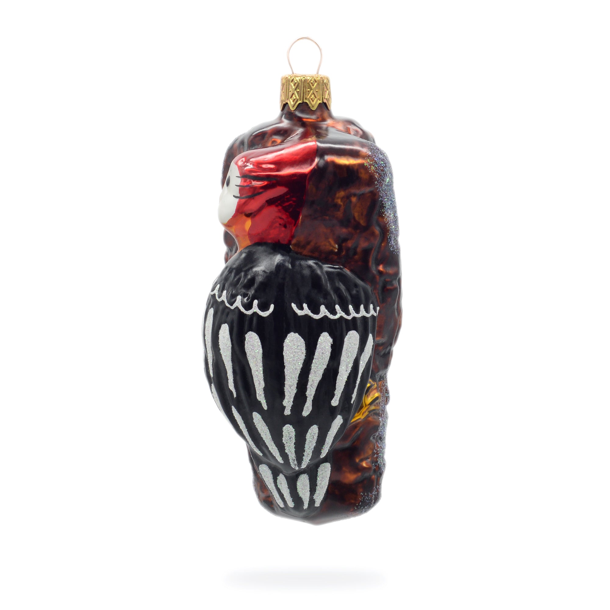 Woodpecker On A Branch Glass Christmas Ornament