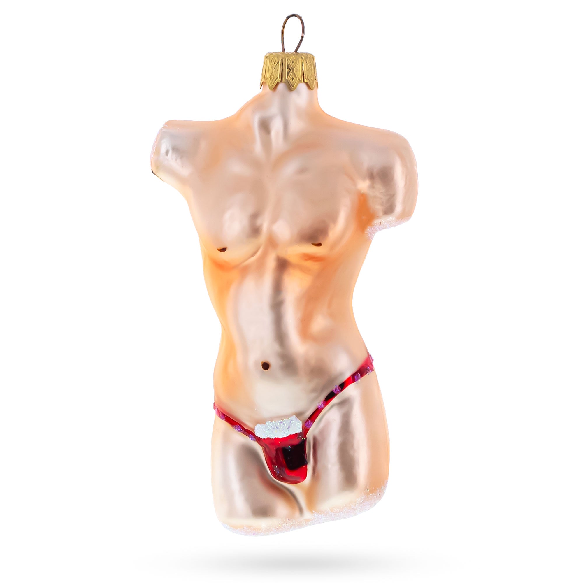 Male Torso Glass Christmas Ornament