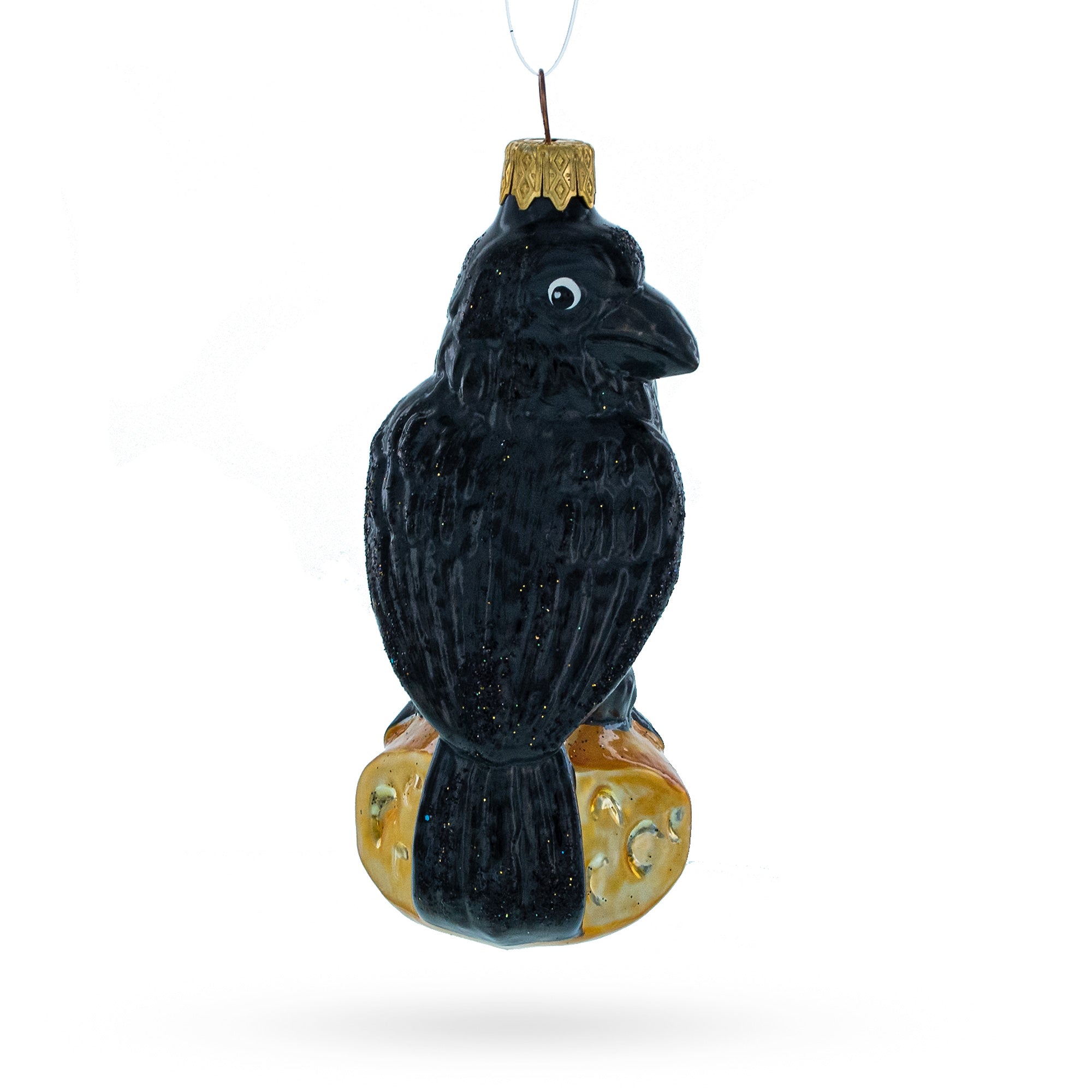 Black Crow Glass Christmas Ornament