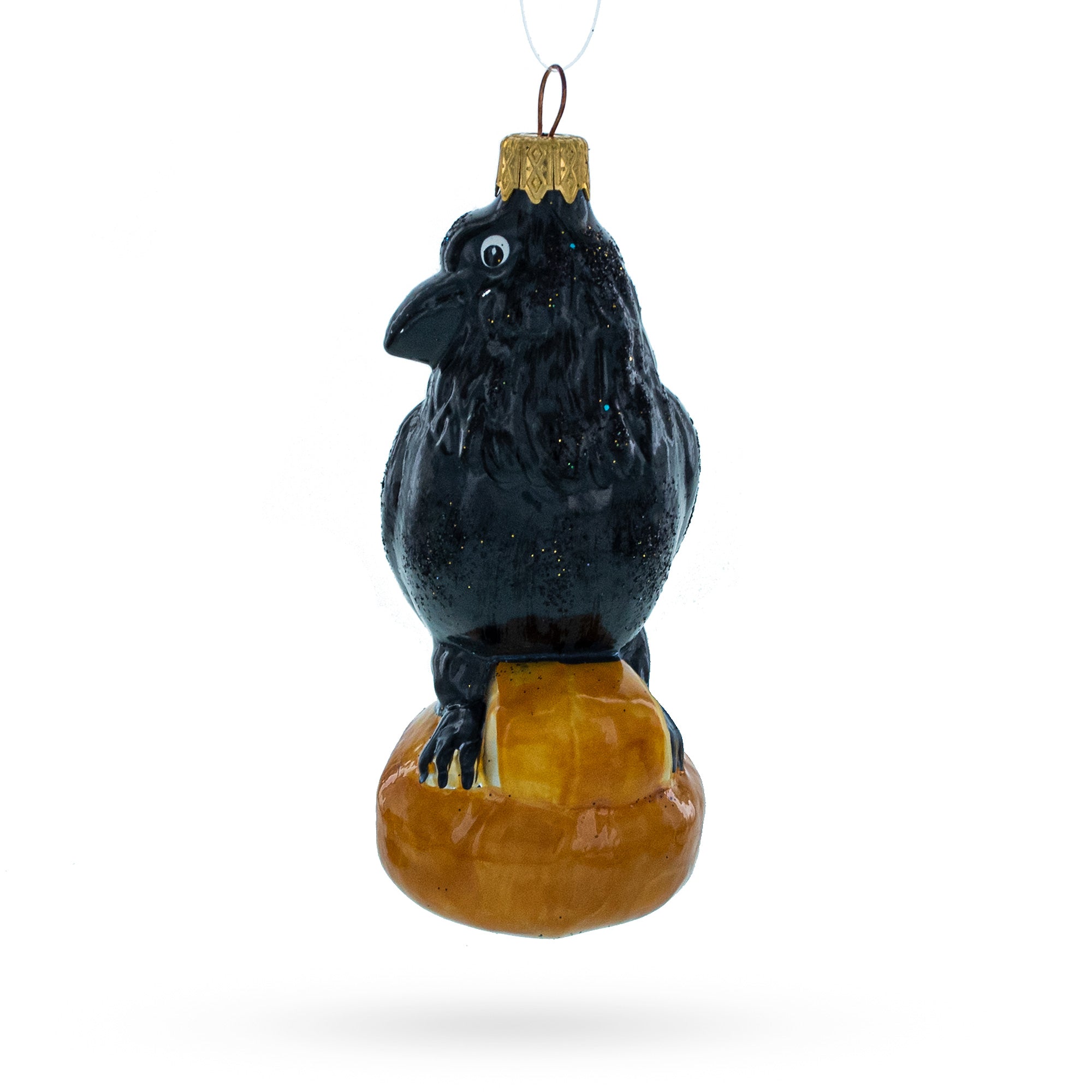 Black Crow Glass Christmas Ornament