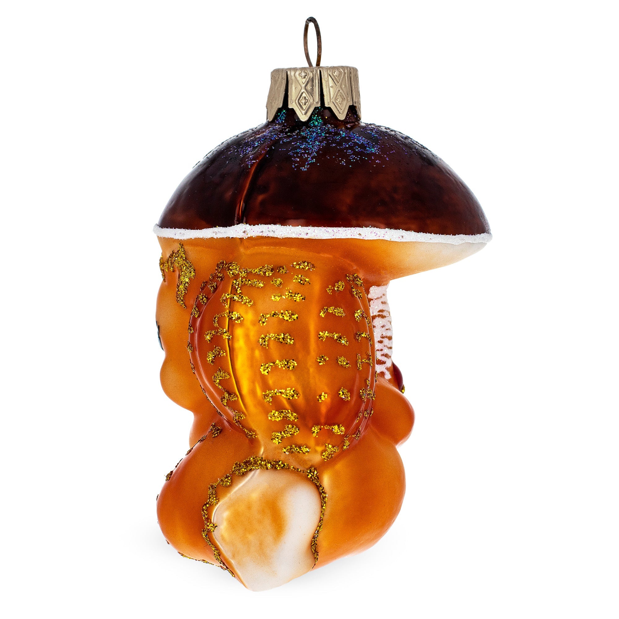 Squirrel Under Mushroom Glass Christmas Ornament